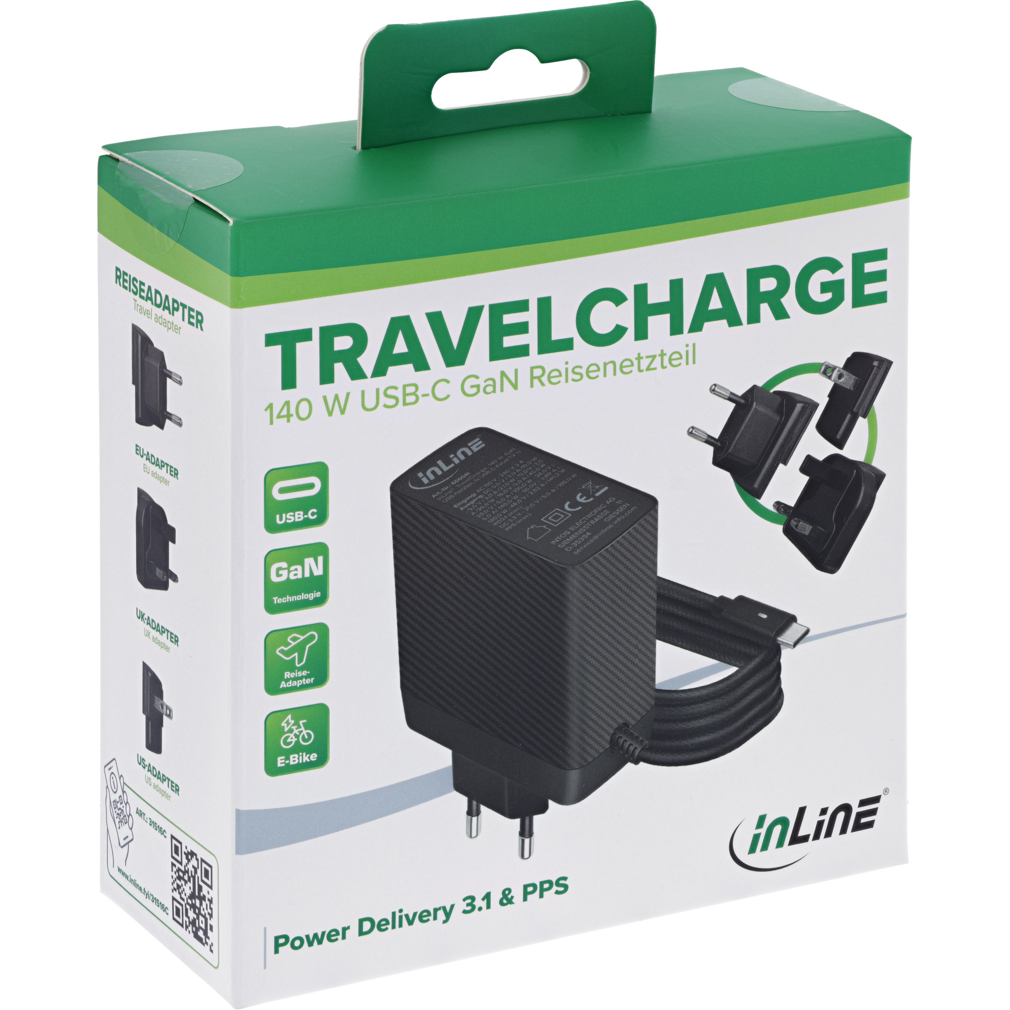 InLine 31516C mobile device charger Universal Black AC Fast charging Indoor – image 7