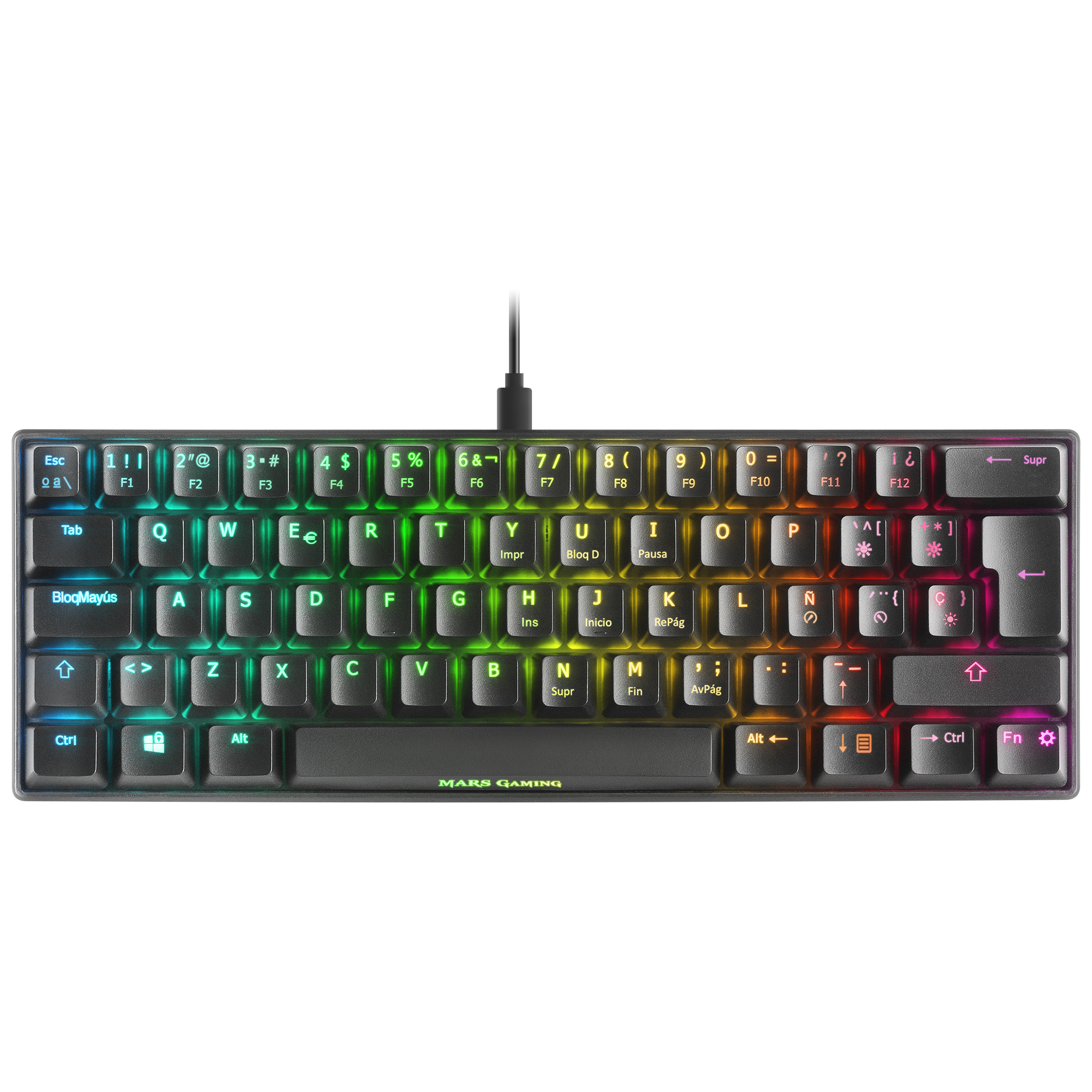 Mars Gaming MKMINIBES Ultra-Compact Mechanical Keyboard Full RGB Chroma Switch OUTEMU PRO Blue Black Spanish Language – image 2
