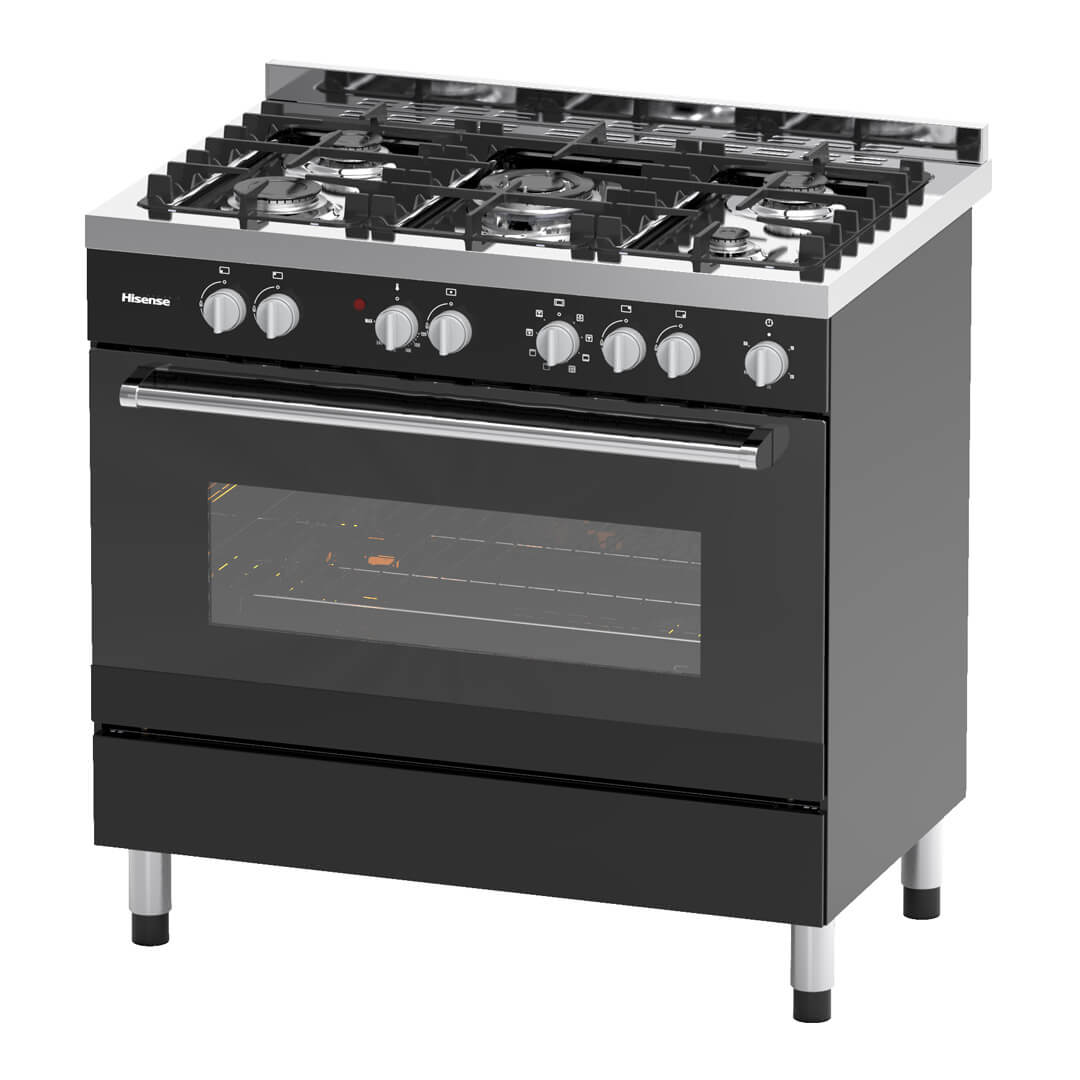 Hisense HFS90GA5EBL cooker Freestanding cooker Electric Gas Black, Silver – image 5