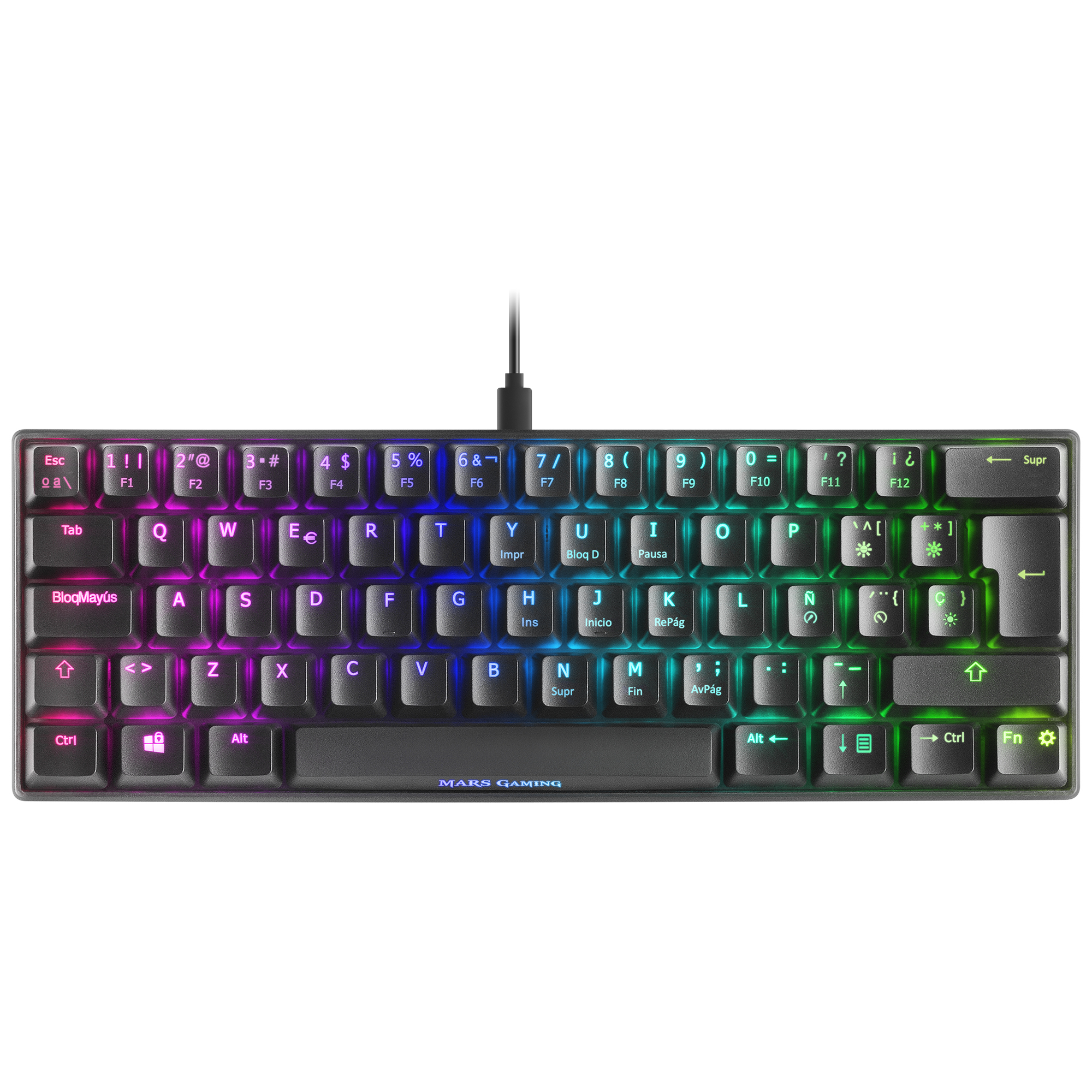 Mars Gaming MKMINIBES Ultra-Compact Mechanical Keyboard Full RGB Chroma Switch OUTEMU PRO Blue Black Spanish Language – image 1