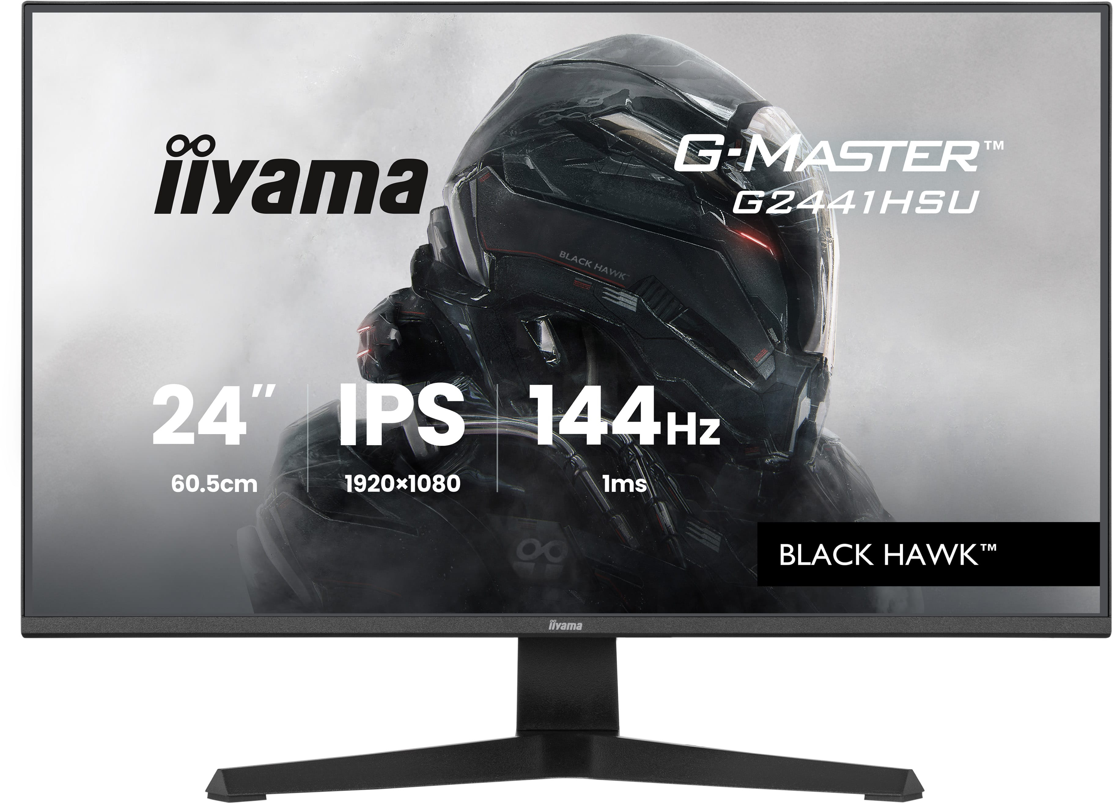 iiyama G-MASTER Black Hawk G2441HSU-B1 - LED monitor - gaming - 24" - 1920 x 1080 Full HD (1080p) @ 144 Hz - IPS - 350 cd/m� - 1500:1 - 1 ms - HDMI, DisplayPort - speakers - matte black