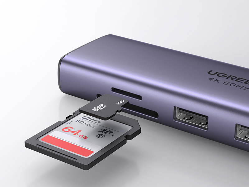 Ugreen 60515 USB-C Hub 2*USB3.0+HDMI+RJ45+SD&TF +PD port Converter – image 7