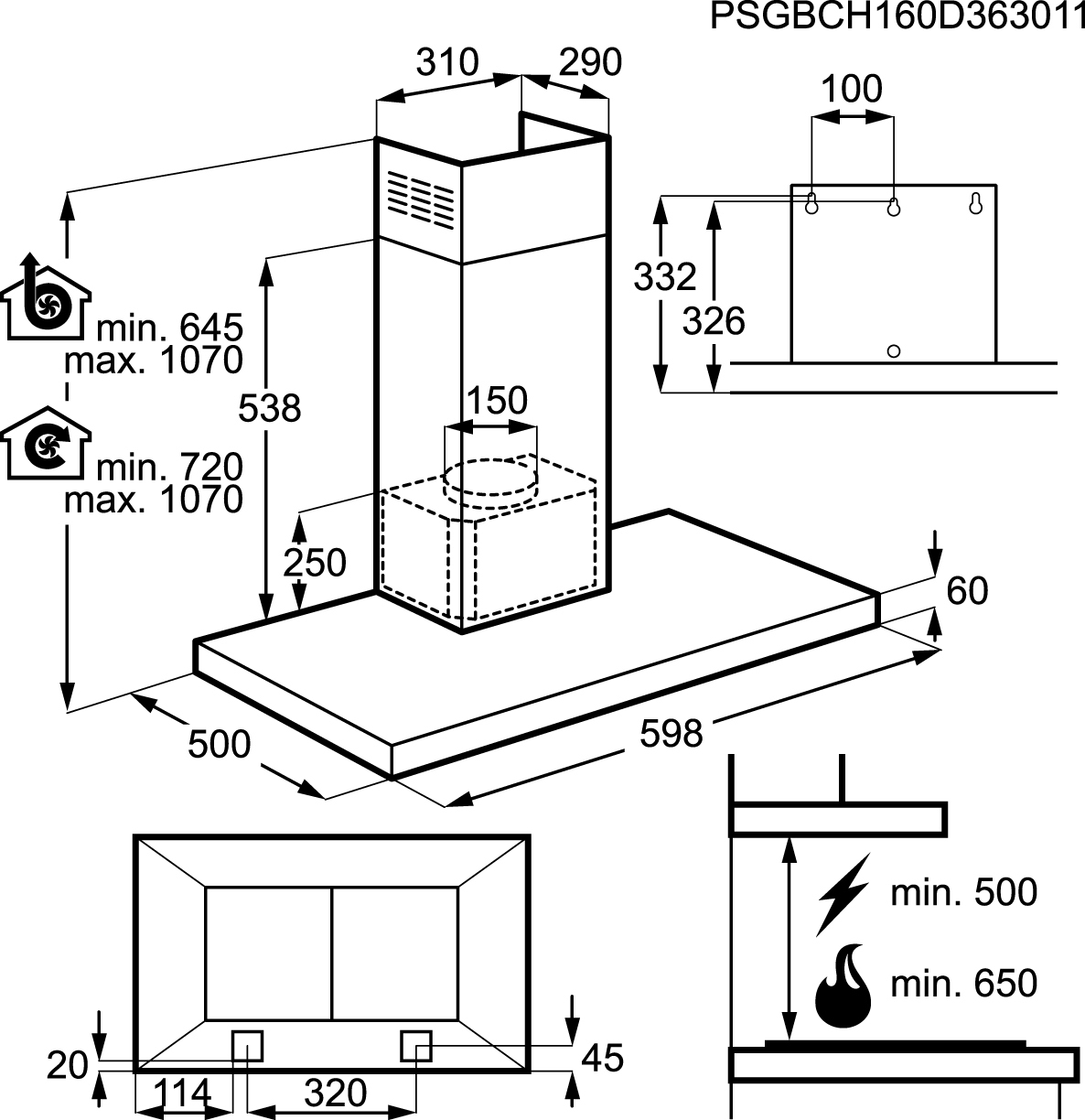 AEG X66263MD2 Wall-mounted Stainless steel 603 m³/h – image 2