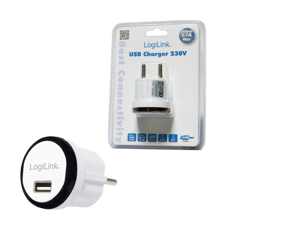 LogiLink PA0061 mobile device charger Mobile phone, MP3, Smartphone, Tablet Black, White DC, USB Indoor