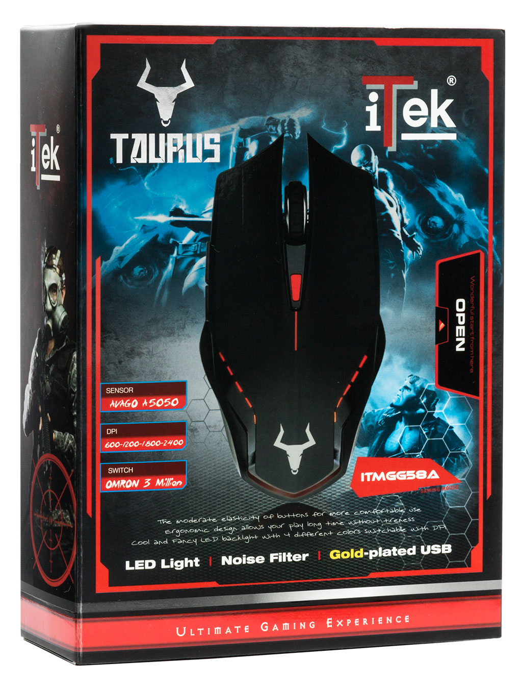 itek ITMGG58A mouse Gaming Right-hand USB Type-A Optical 2400 DPI – image 7