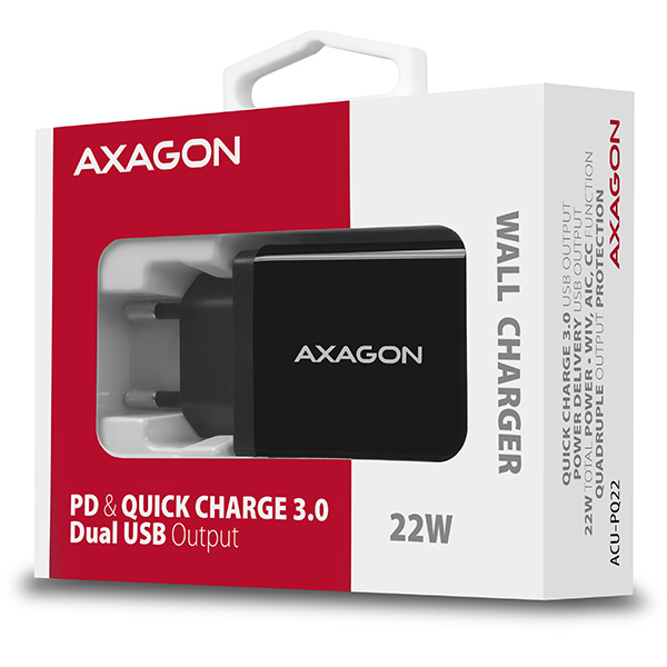 Axagon ACU-PQ22 mobile device charger Mobile phone, Power bank, Smartphone, Smartwatch, Tablet, Universal Black AC Fast charging Indoor – image 9