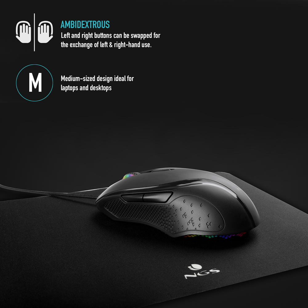 NGS GMX-125 mouse Gaming Ambidextrous USB Type-A Optical 7200 DPI – image 9
