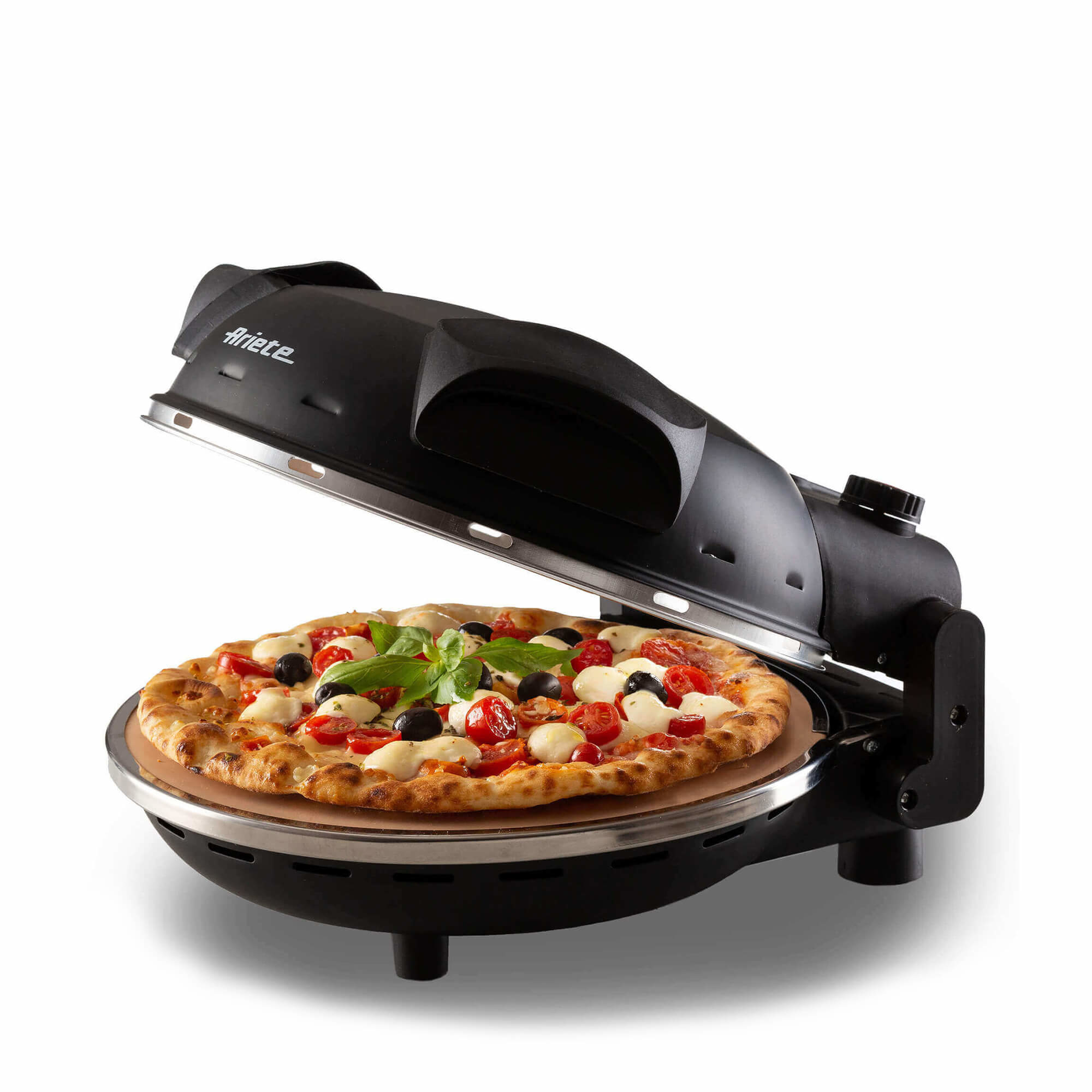 Ariete 917 Pizza Oven - Pizza in 4 minutes - Refractory stone plate with non-stick treatment - Max temperature 400 ° - 1200 Watt - Timer 30 '- Black – image 1