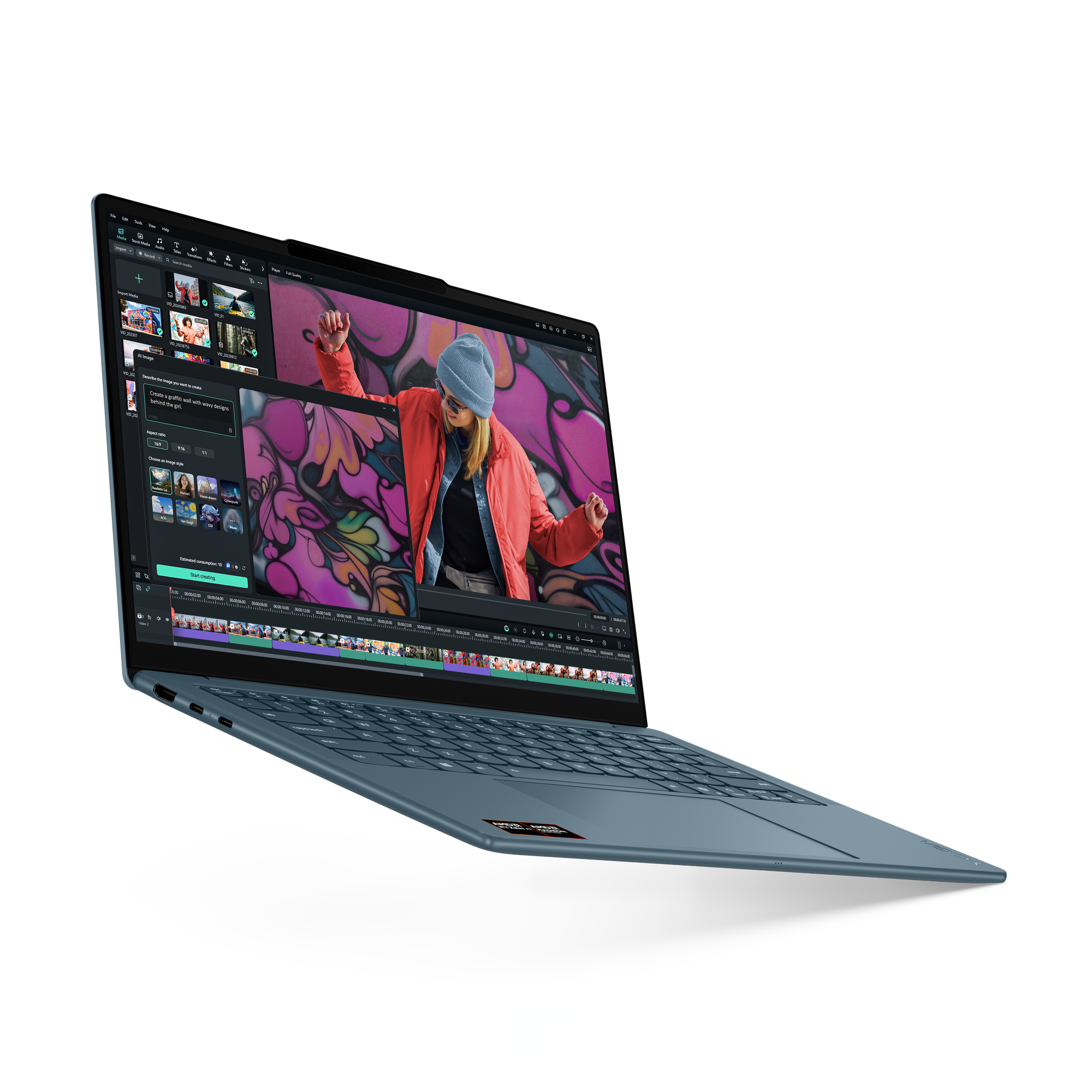 Portátil - Lenovo Yoga Slim 7 14AKP10 Copilot+ PC, 14" WUXGA OLED, AMD Ryzen™ AI 350, 50 TOPS, 32GB RAM, 1TB SSD, Radeon™ 860M, W11 Home, Azul - imagen 8