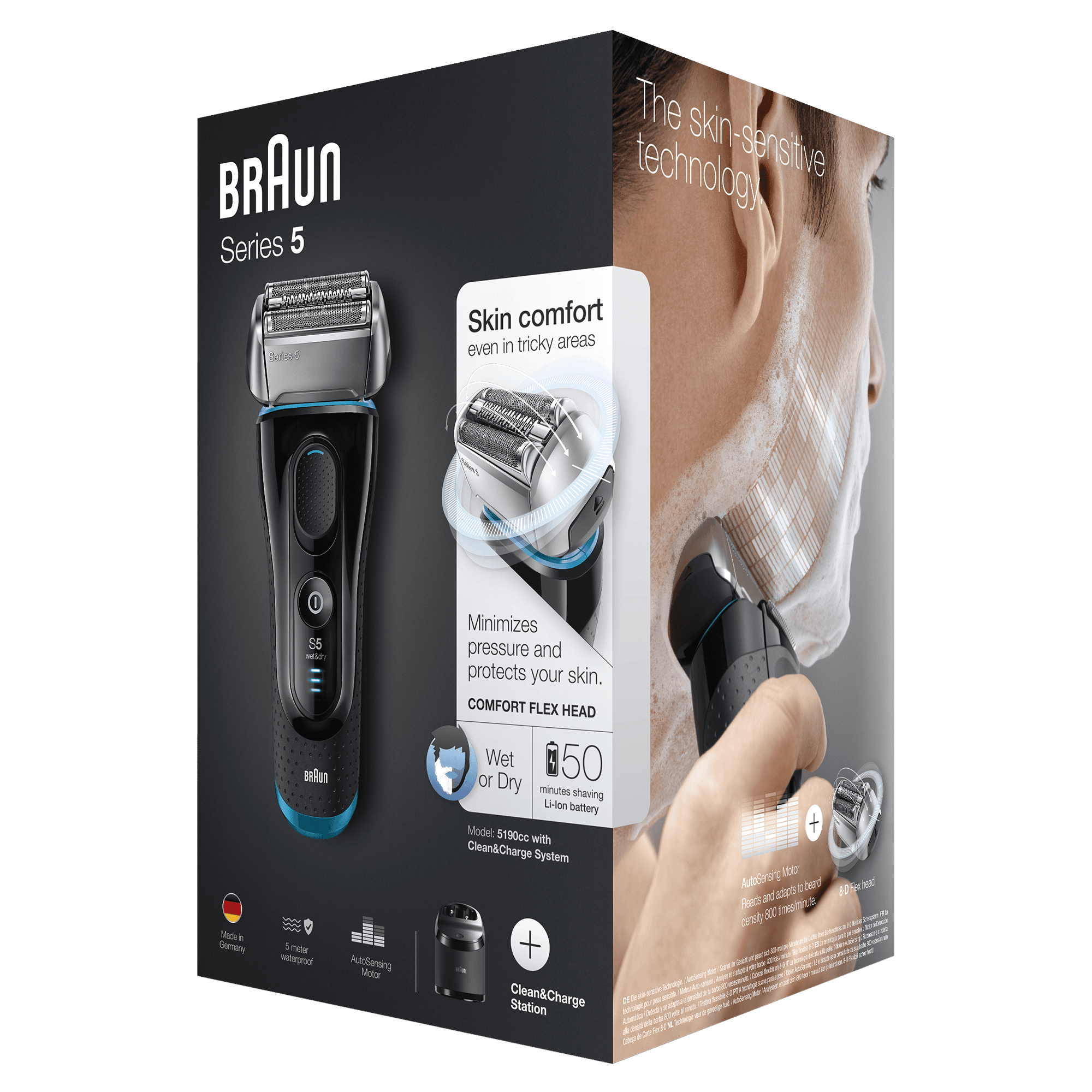 Braun Series 5 5190CCWD Foil shaver Trimmer Black, Blue – image 4