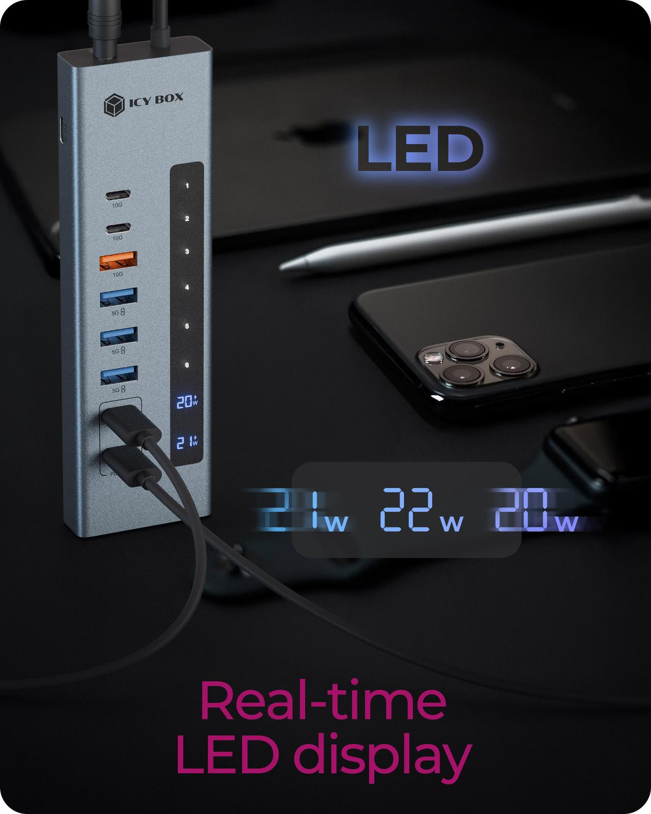 ICY BOX 11-in-1 USB Type-C hub with card reader and PD – image 7