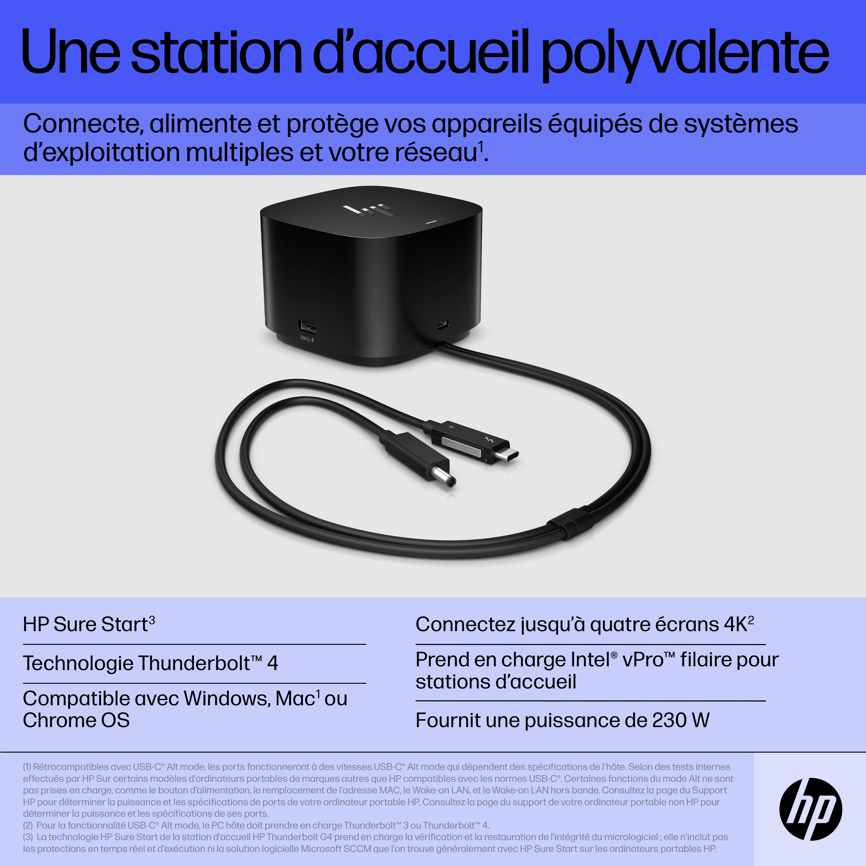HP Thunderbolt Dock 280W G4 w/Combo Cable. Connectivity technology: Wired, Host interface: Thunderbolt 4. Product colour: 