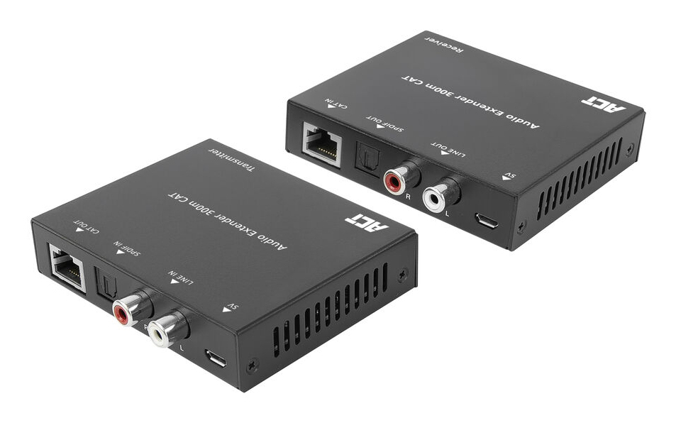 ACT Digital or analog audio extender set over CAT5e/6, with DAC, up to 300 meters