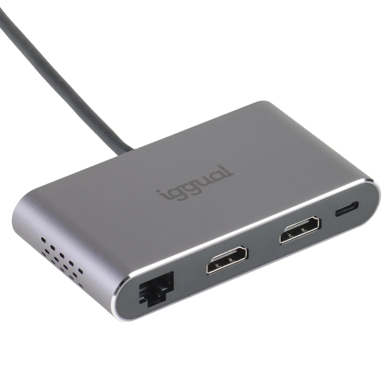 iggual IGG319222 replicatore di porte e docking station per laptop Cablato USB 3.2 Gen 1 (3.1 Gen 1) Type-C Grigio