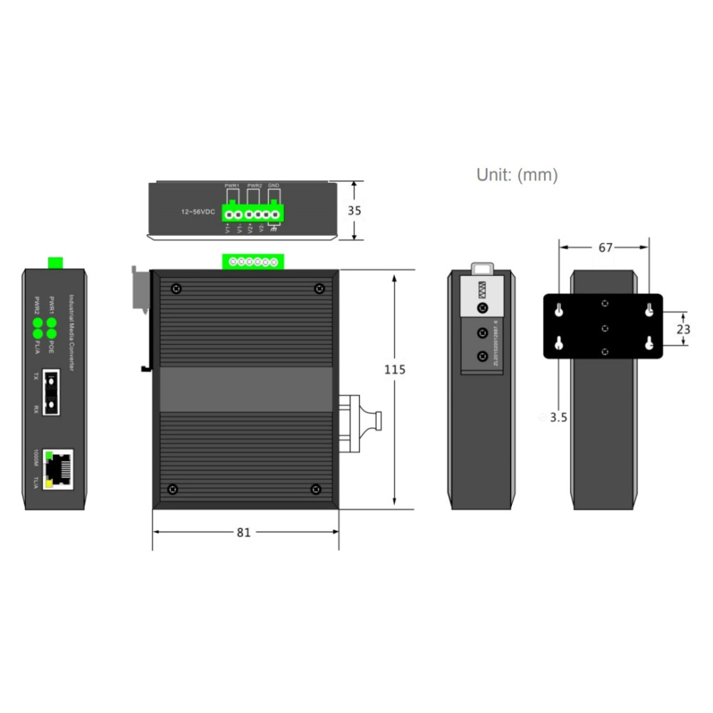 Techly I-SWHUB-IND3100 network media converter 1000 Mbit/s Multi-mode, Single-mode Black – image 8