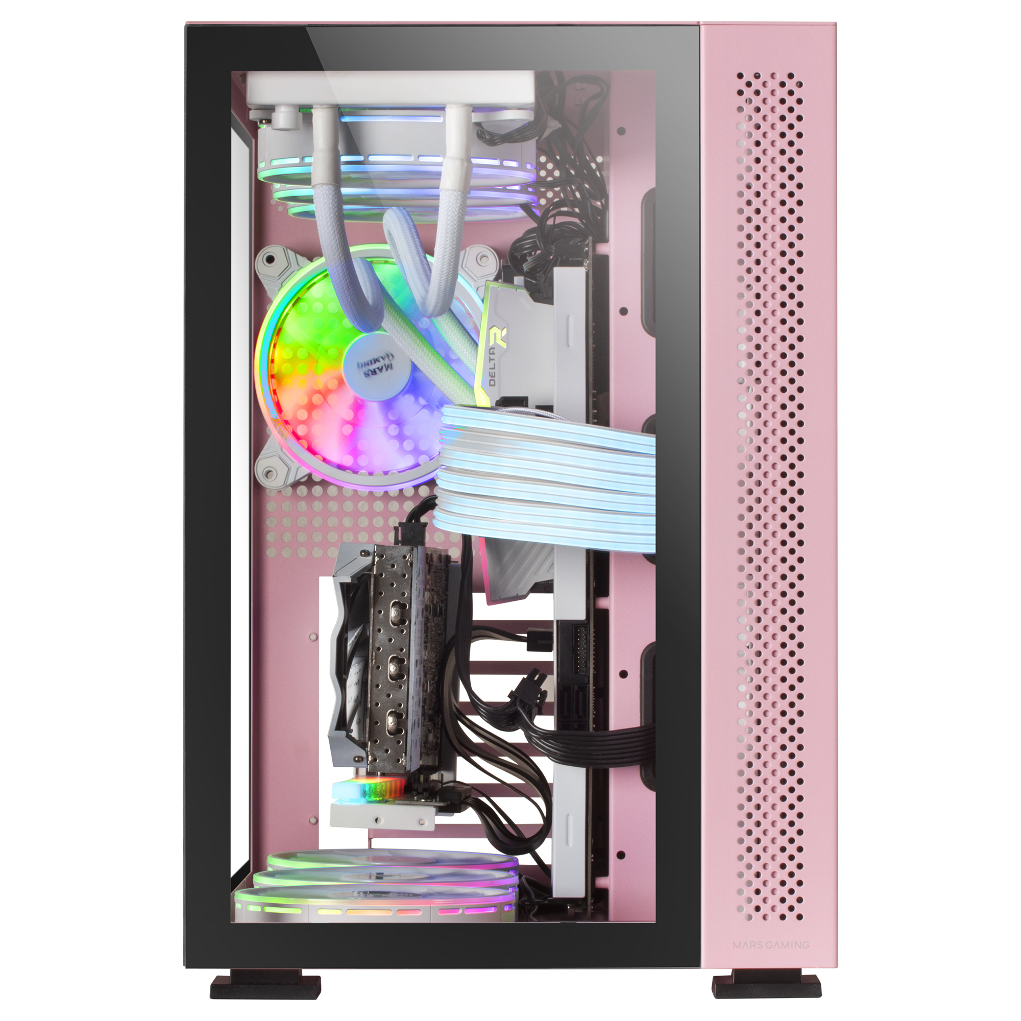 Mars Gaming MCV2 Pink XXL Premium ATX Gaming Case Dual Tempered Glass Windows Modular Dual-Camera Structure – image 2