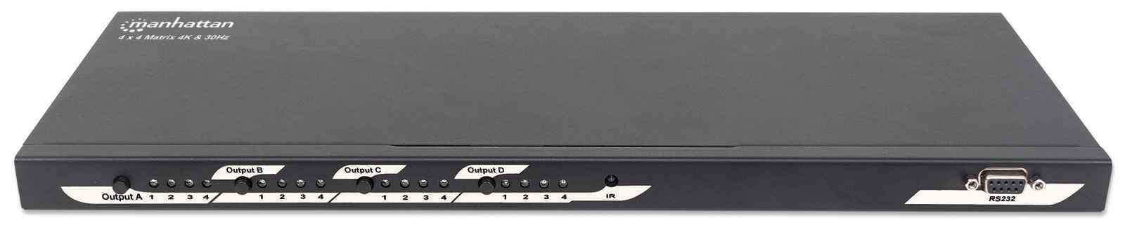 Manhattan 4K 4x4 HDMI Matrix, 4K@30Hz, Switch/Splitter Matrix with Four Inputs and Four Outputs, RS232 Control, Video Bandwidth Amplifier, Remote Control, Boxed – image 3