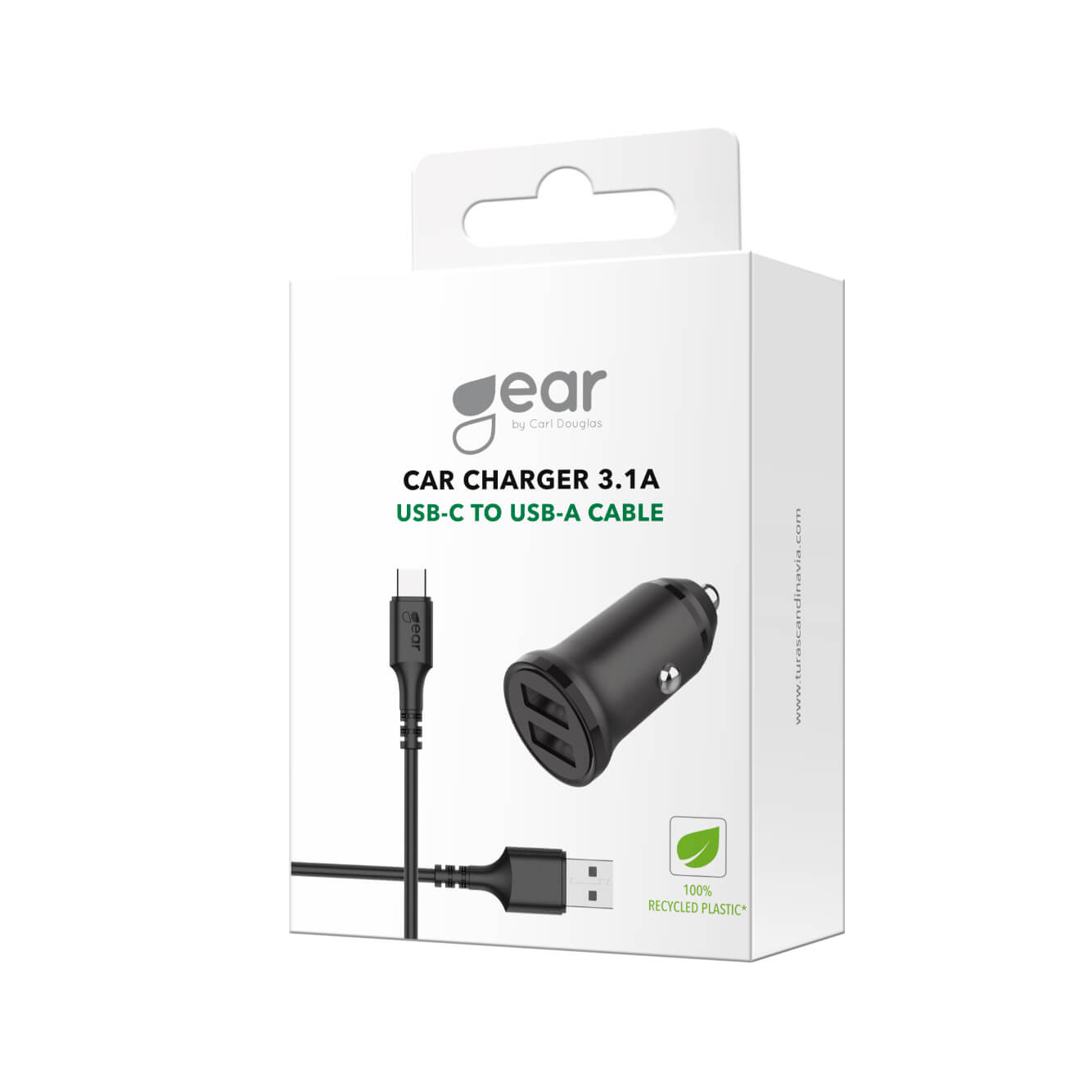 Gear Charger 12-24V 2xUSB 3.4A Black USB-C 2.0 cable 1m – image 2