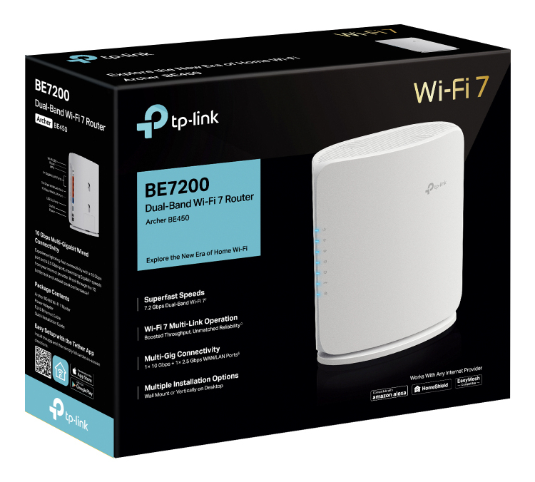 TP-Link Archer BE450 routeur sans fil Multi-Gigabit Ethernet Bi-bande (2,4 GHz / 5 GHz) Blanc