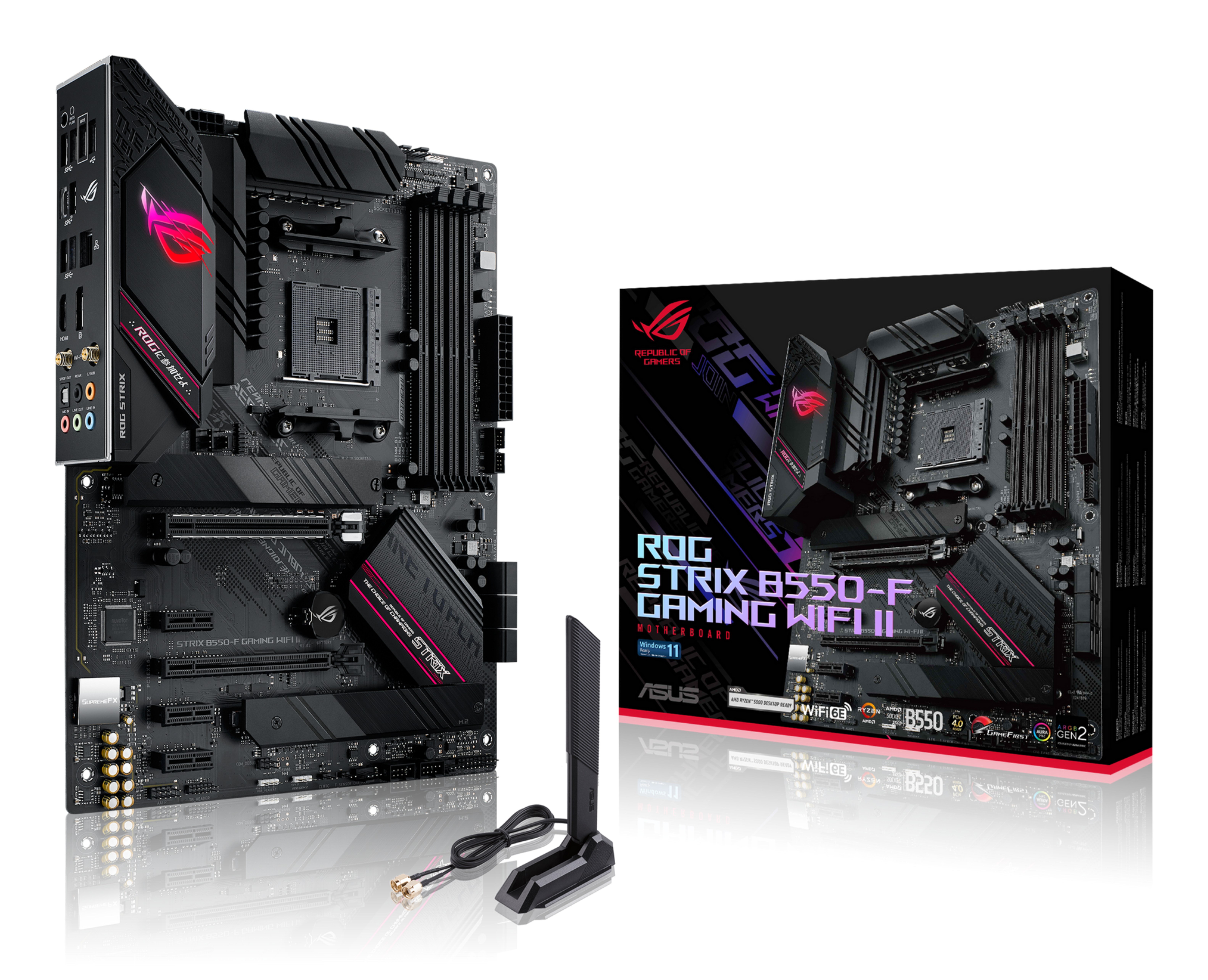 Tarjeta Madre ASUS ROG STRIX B550-F GAMING WIFI II - Socket AM4 - 4xDDR4 - 2133/3200/4800(O.C.) MHz - HDMI - DisplayPort - USB 2.0/3.2 - ATX - ROG STRIX B550-F GAMING WIFI II