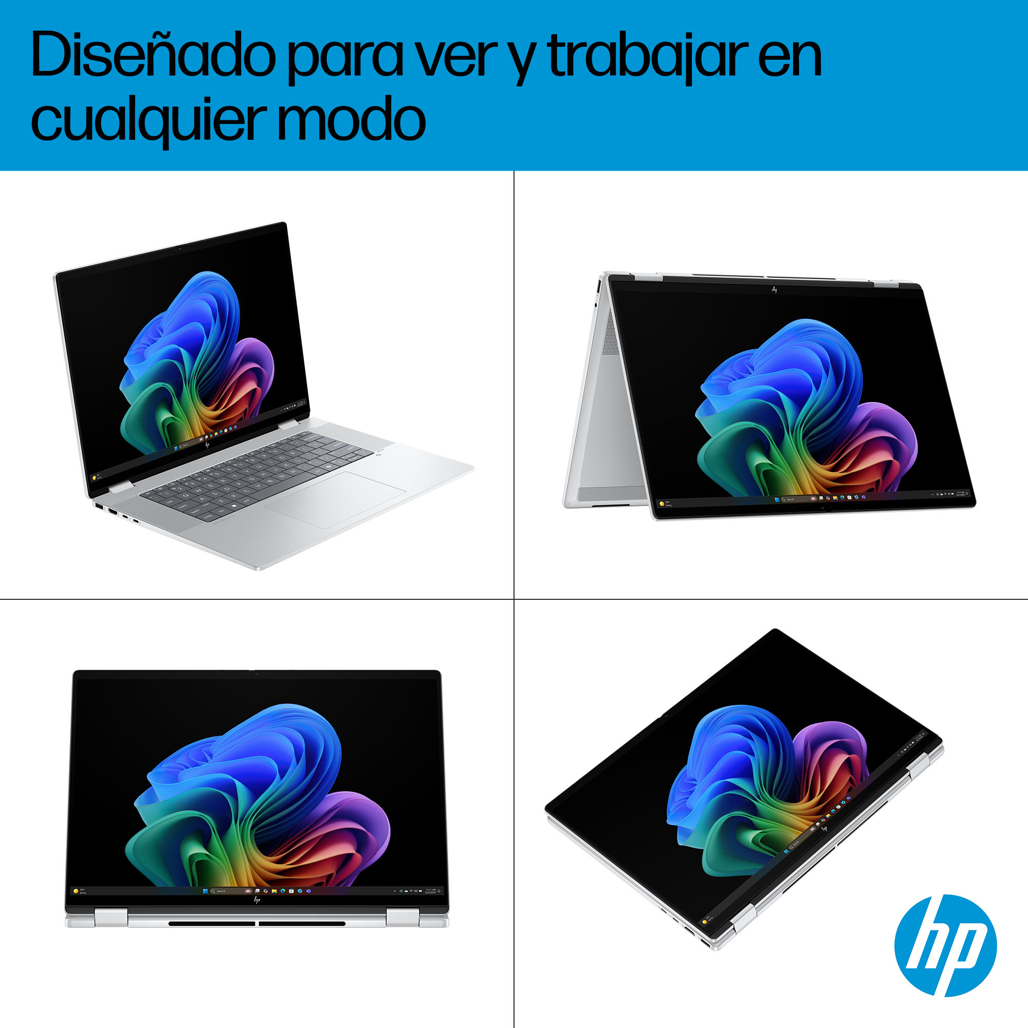 Convertible 2 en 1 - HP OmniBook X FlipNGAI 16-as0004ns Copilot+ PC, 16" 3K, Intel® Core™ Ultra 7, 32GB RAM, 1TB, Onboard Graphics, W11 Home, Plata - imagen 12