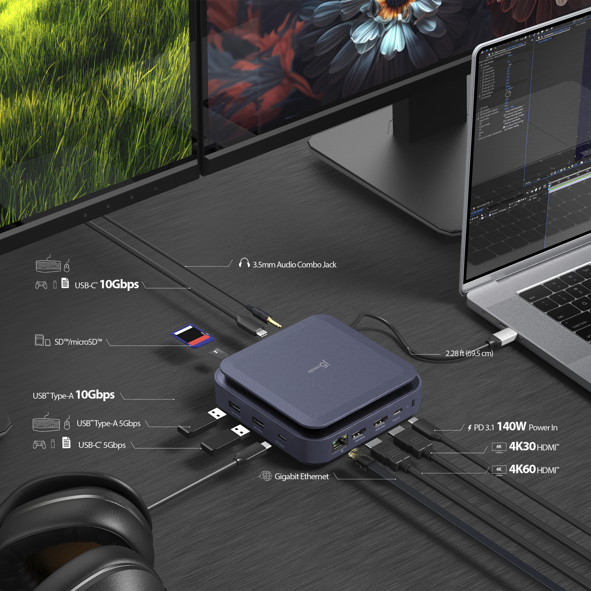 j5create JCD3196 Type-C Dock Dual 4K HDMI™, Black – image 3