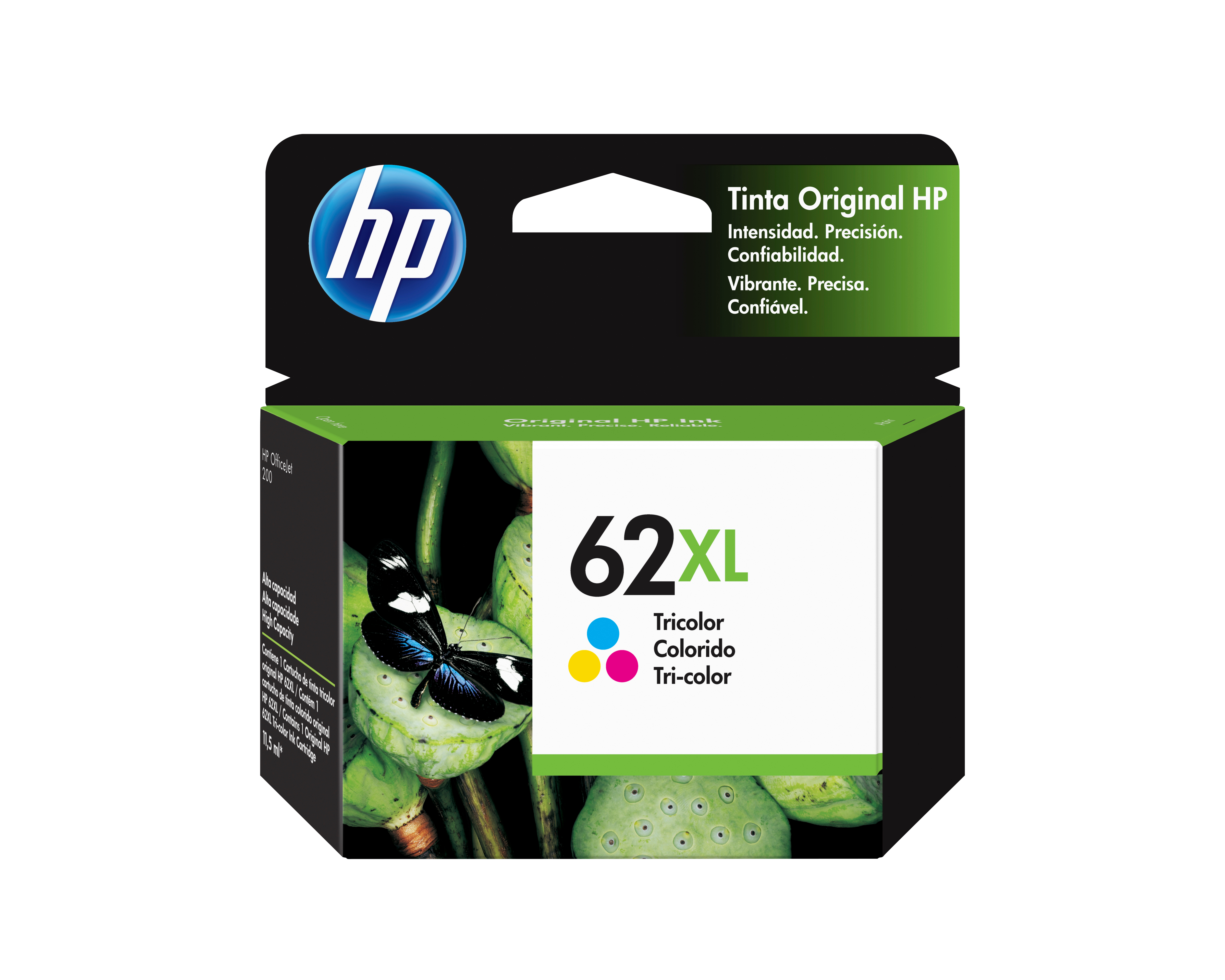 HP Cartucho original de tinta de alta capacidad 62XL tricolor