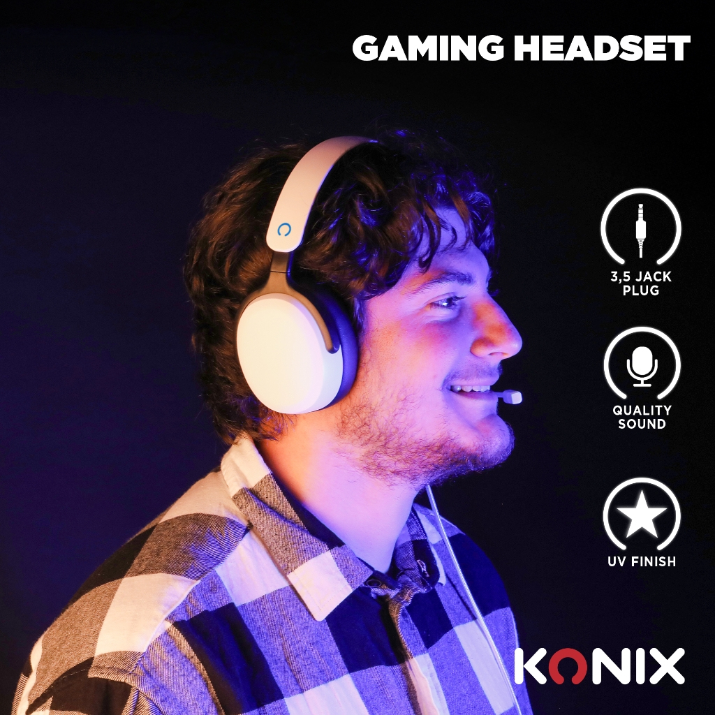 Konix 61889000086 headphones/headset Wired Head-band Gaming Black, White – image 6