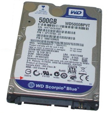 Fujitsu WDC:WD5000BPVT-AF internal hard drive