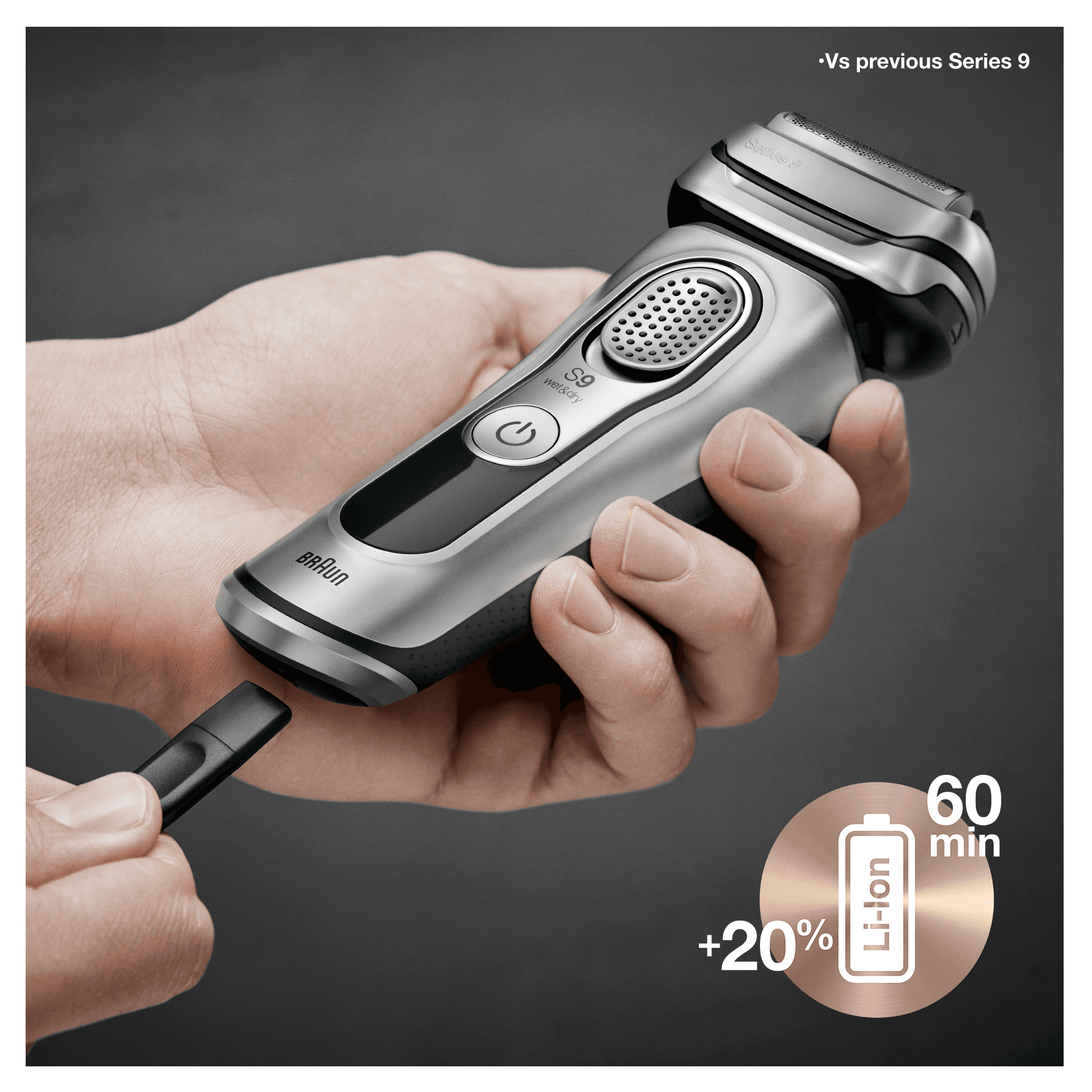 Braun Series 9 9375cc Latest Generation Electric Shaver, Clean&Charge Station, Fabric Case, Chrome – image 9