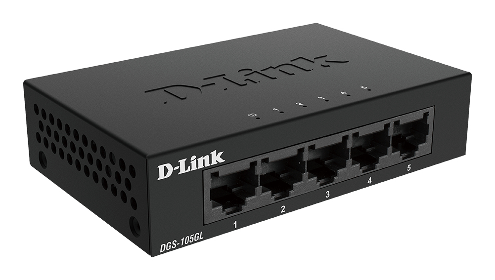D-Link DGS-105GL 5-Port Gigabit Ethernet Switch, Fanless, Low Profile, Metal Housing, Plug-and-Play, 802.3az EEE black – image 3