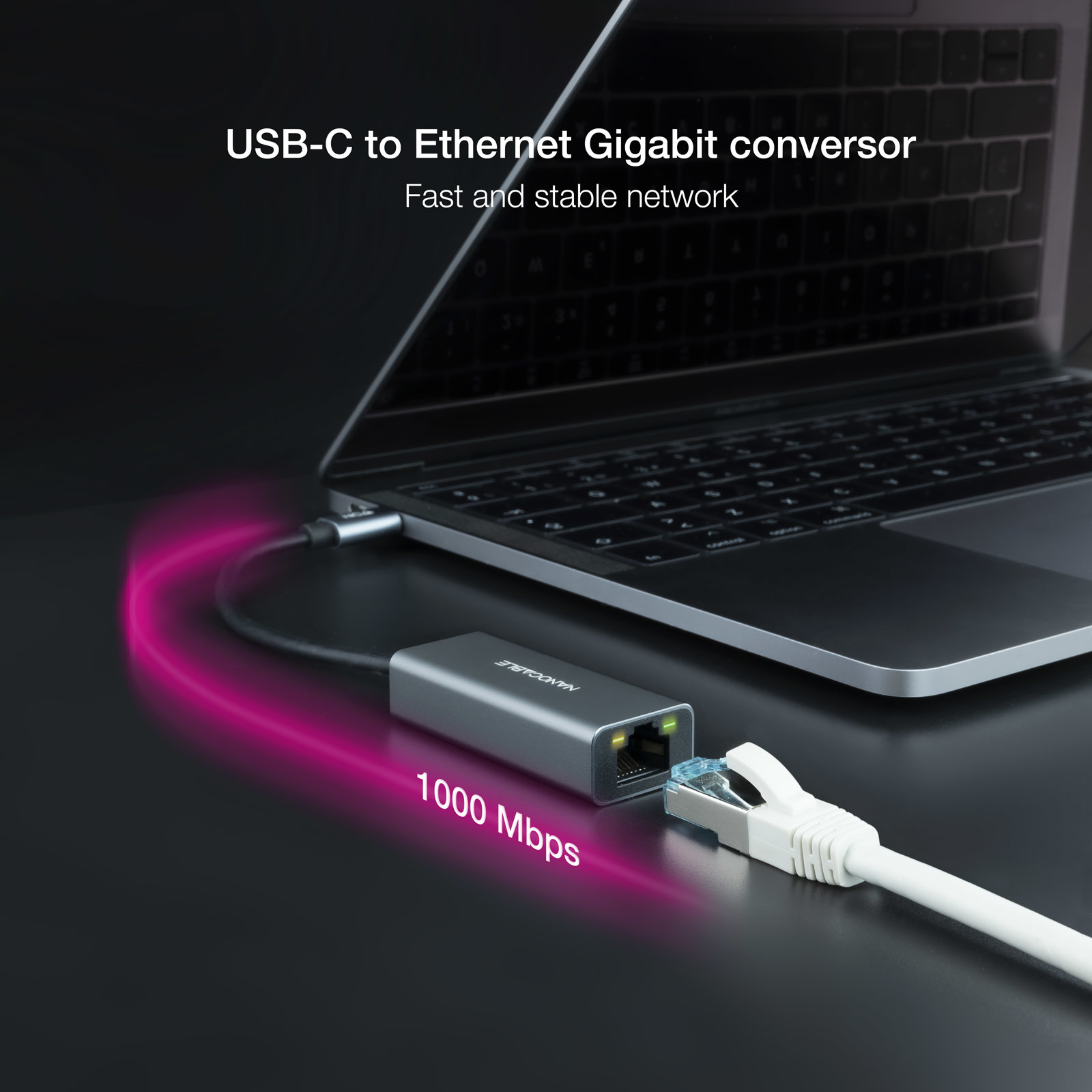 صورة محول شبكة Nanocable 10.03.0406 USB Type-C إلى Gigabit Ethernet