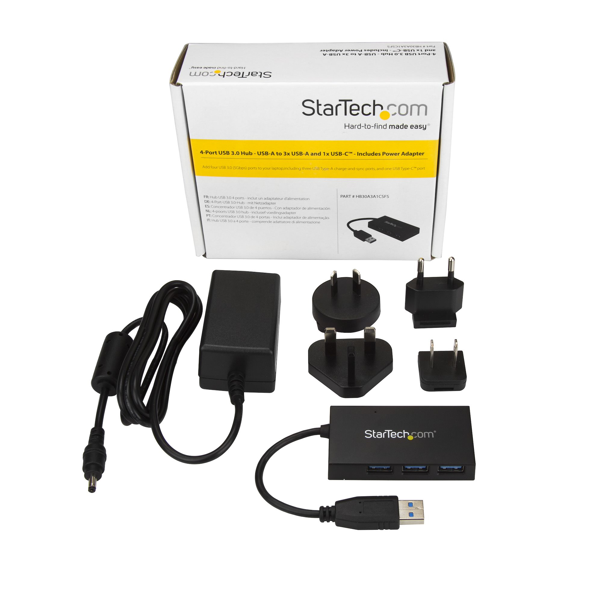 StarTech.com 4 Port USB 3.0 Hub - USB Type-A Hub with 1x USB-C & 3x USB-A (SuperSpeed 5Gbps) - USB Bus or Self-Powered - Portable USB 3.1/3.2 Gen 1 BC 1.2 Charg – image 6