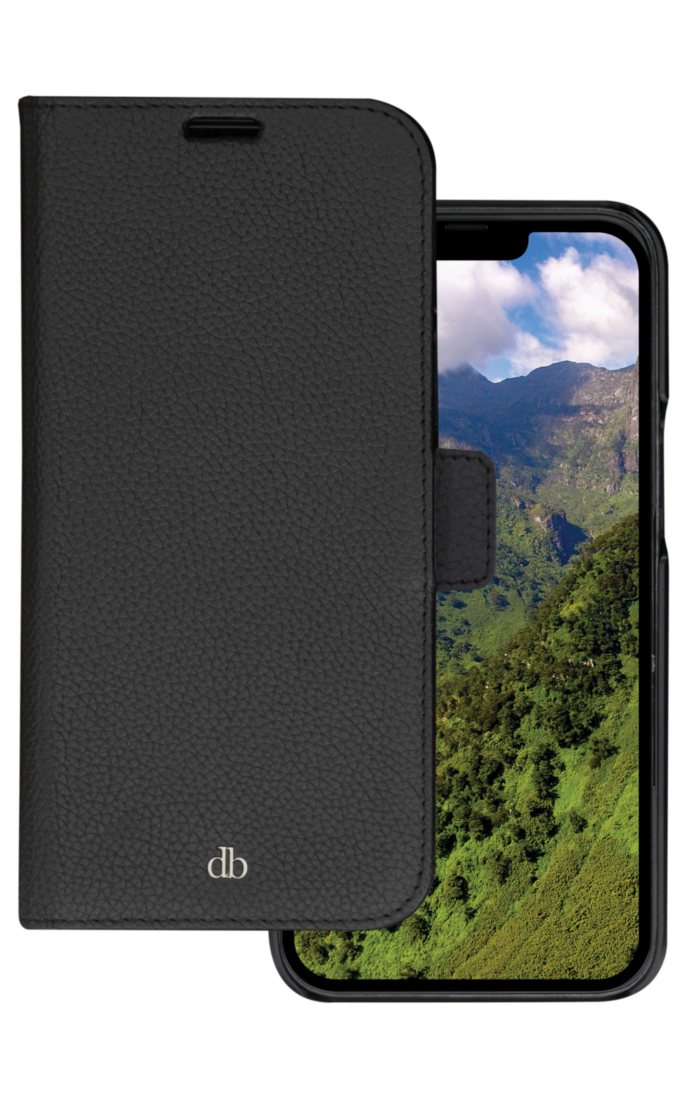 dbramante1928 New York - Flip cover for mobile phone - pebbled full-grain sustainable leather - night black - for Apple iPhone 14 Plus