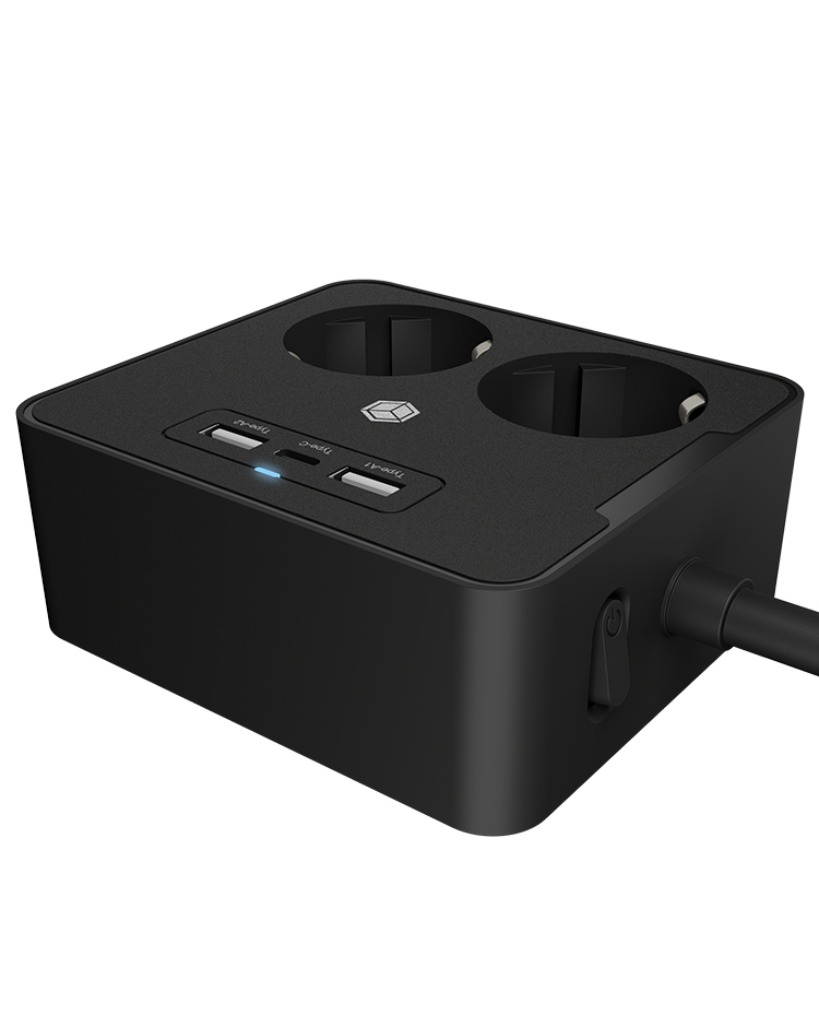 Resim ICY BOX IB-MPS2220B-CH 2'li Priz ve 3 USB'li Güç Kaseti