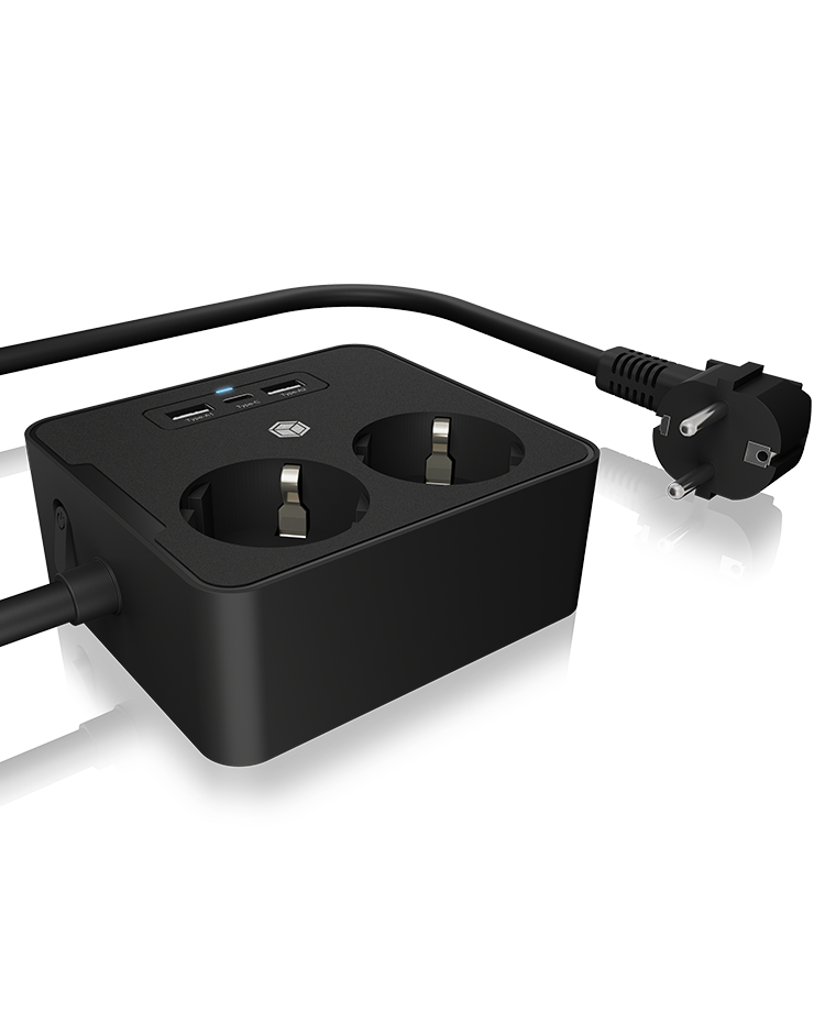 Resim ICY BOX IB-MPS2220B-CH 2'li Priz ve 3 USB'li Güç Kaseti