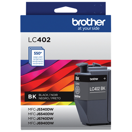 Tinta Brother LC402BK Alto Rendimiento Hasta 550 Páginas Color Negro LC402BKS - LC402BKS