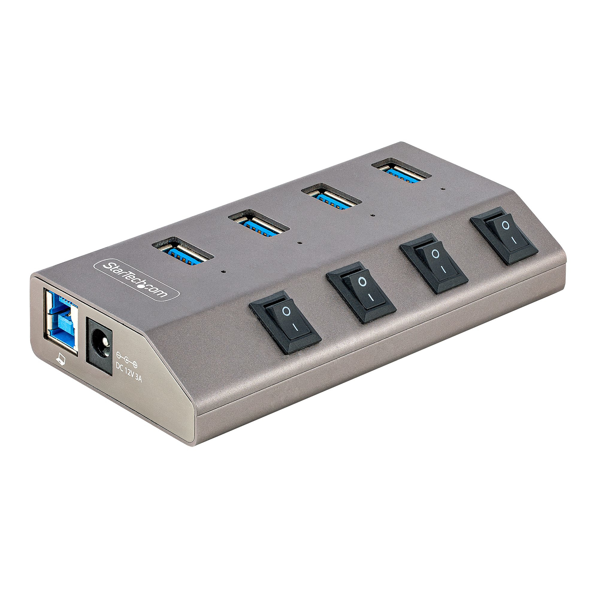 StarTech.com 4-Port Self-Powered USB-C Hub with Individual On/Off Switches, USB 3.0 5Gbps Expansion Hub w/Power Supply, Desktop/Laptop USB-C to USB-A Hub, 4x BC 1.2 (1.5A), USB Type C Hub - USB-C/A Host Cables (5G4AIBS-USB-HUB-EU) - Hub - 4 x USB 3.2 Gen 1 - desktop