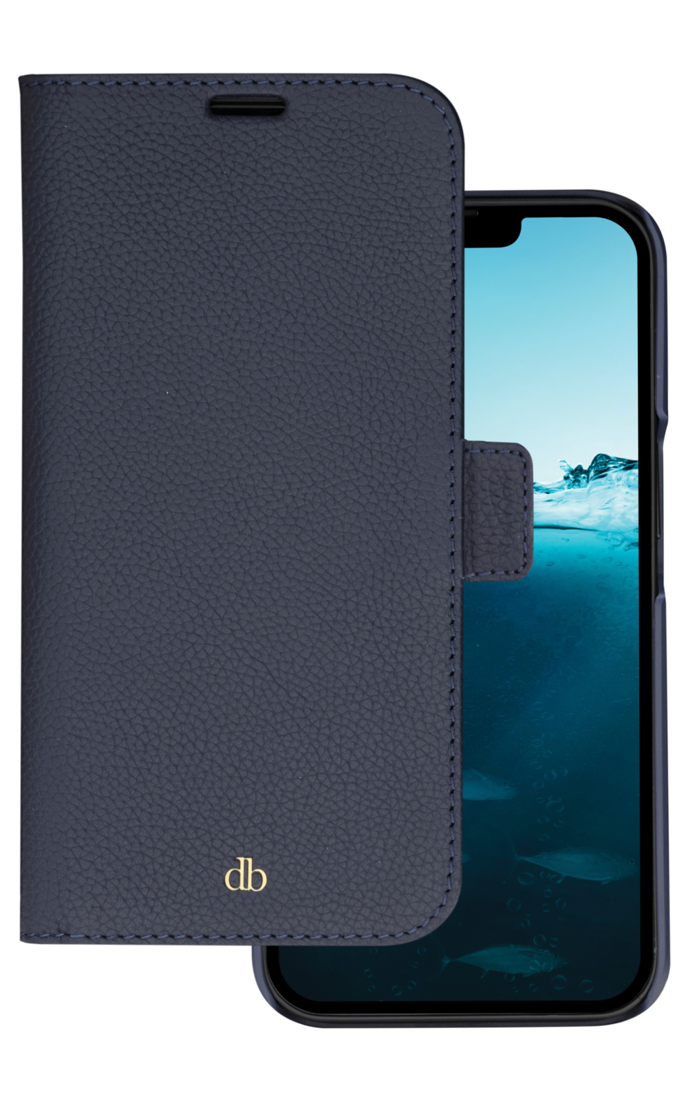 dbramante1928 New York - Flip cover for mobile phone - 2-in-1 - pebbled full-grain sustainable leather - pacific blue - for Apple iPhone 14