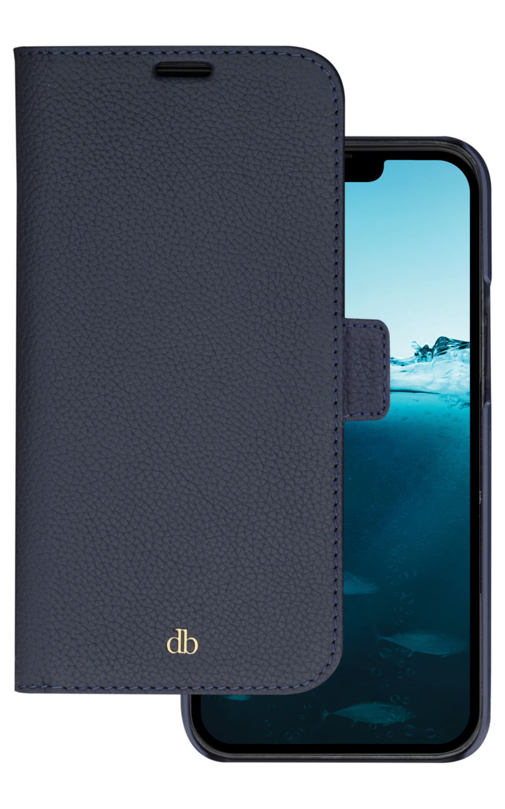 dbramante1928 New York - Flip cover for mobile phone - pebbled full-grain sustainable leather - pacific blue - for Apple iPhone 14 Plus