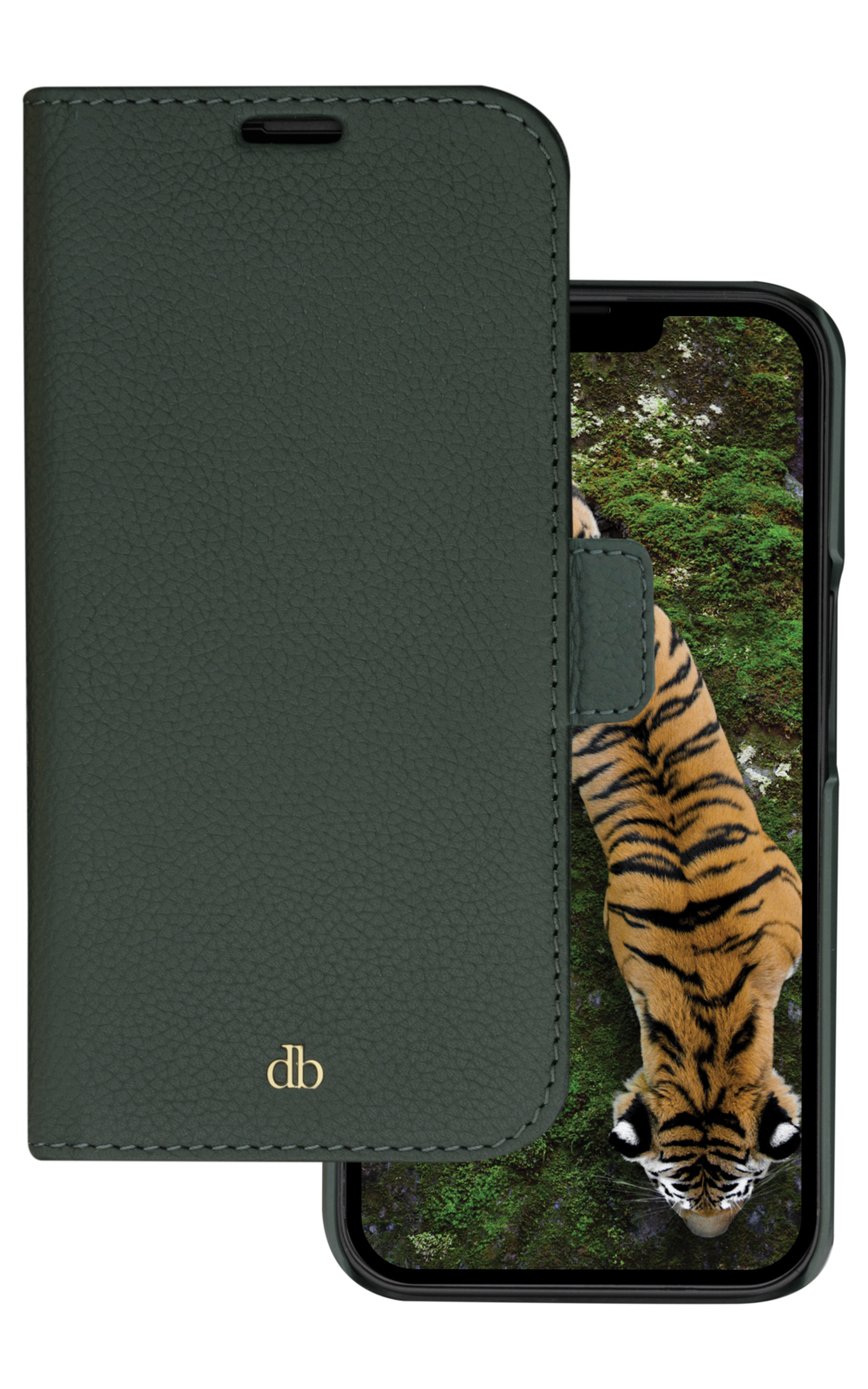dbramante1928 New York - Flip cover for mobile phone - pebbled full-grain sustainable leather - evergreen - for Apple iPhone 14 Pro
