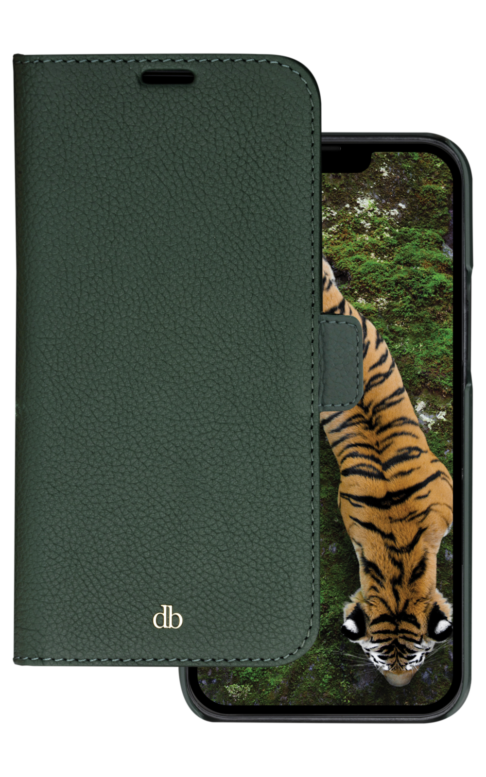 dbramante1928 New York - Flip cover for mobile phone - 2-in-1 - pebbled full-grain sustainable leather - evergreen - for Apple iPhone 14 Plus