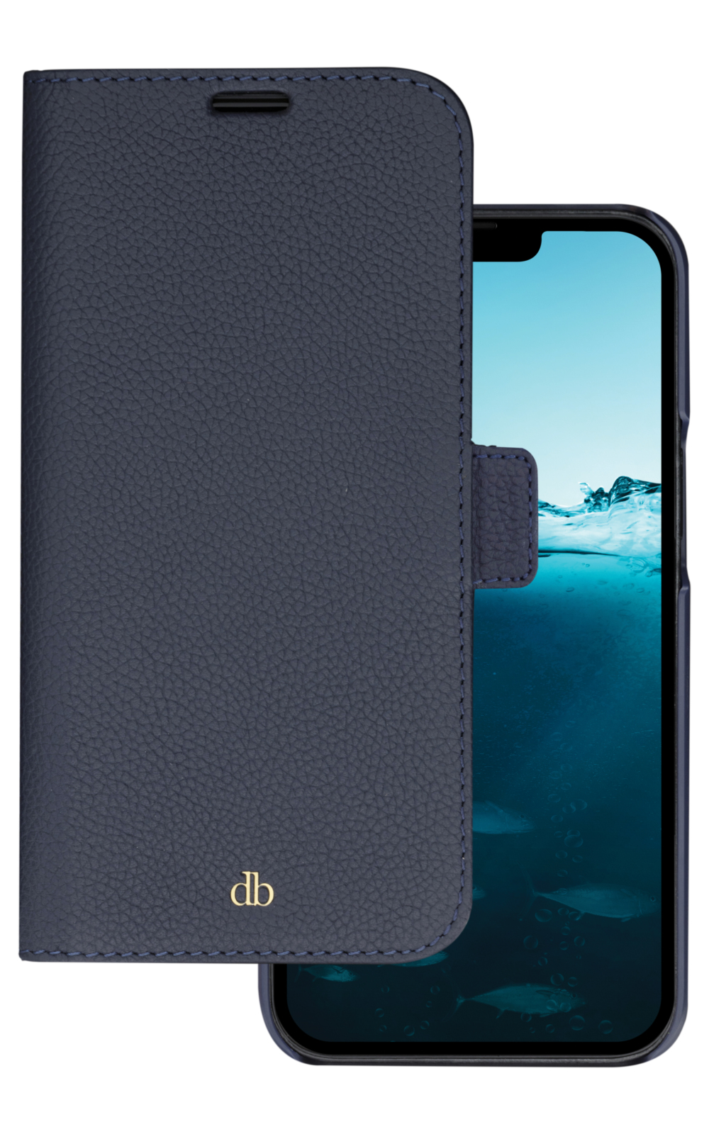 dbramante1928 New York - Flip cover for mobile phone - pebbled full-grain sustainable leather - pacific blue - for Apple iPhone 14 Pro