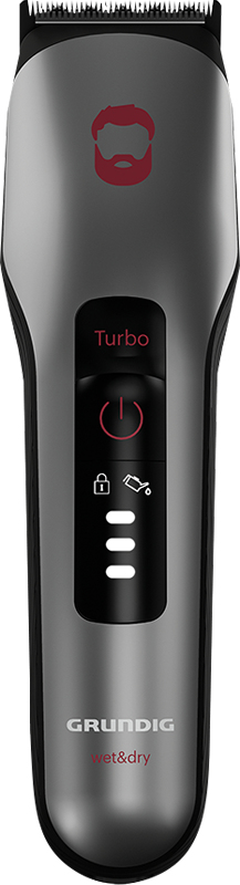 GRUNDIG ProClub™ MC 8030 Wet & Dry Bart- und Haarschneider Dunkles Mattchrom / Rot