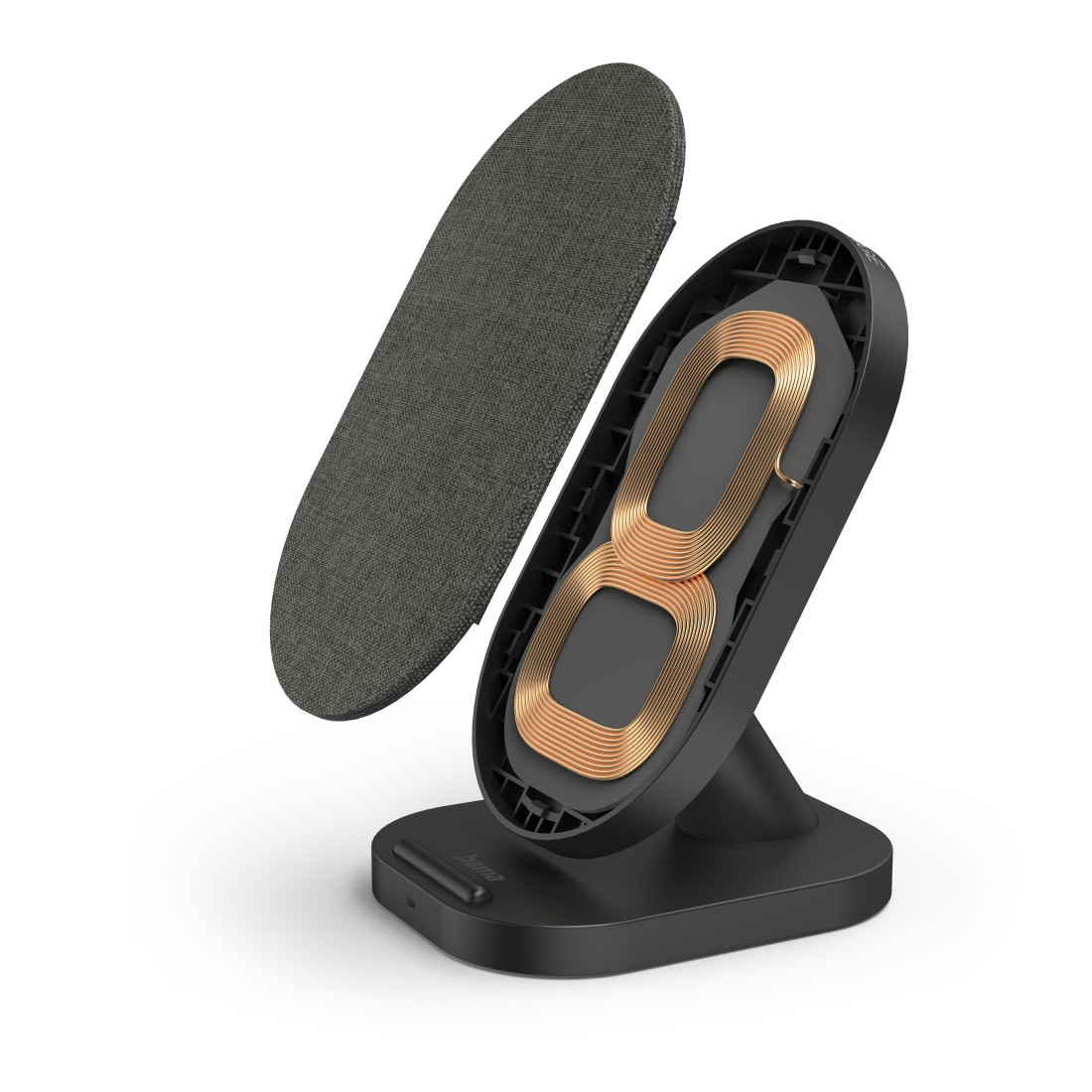 صورة شاحن لاسلكي Hama QI-FC15S-Fab، كيبل USB-C بطول 1.5 متر، أسود