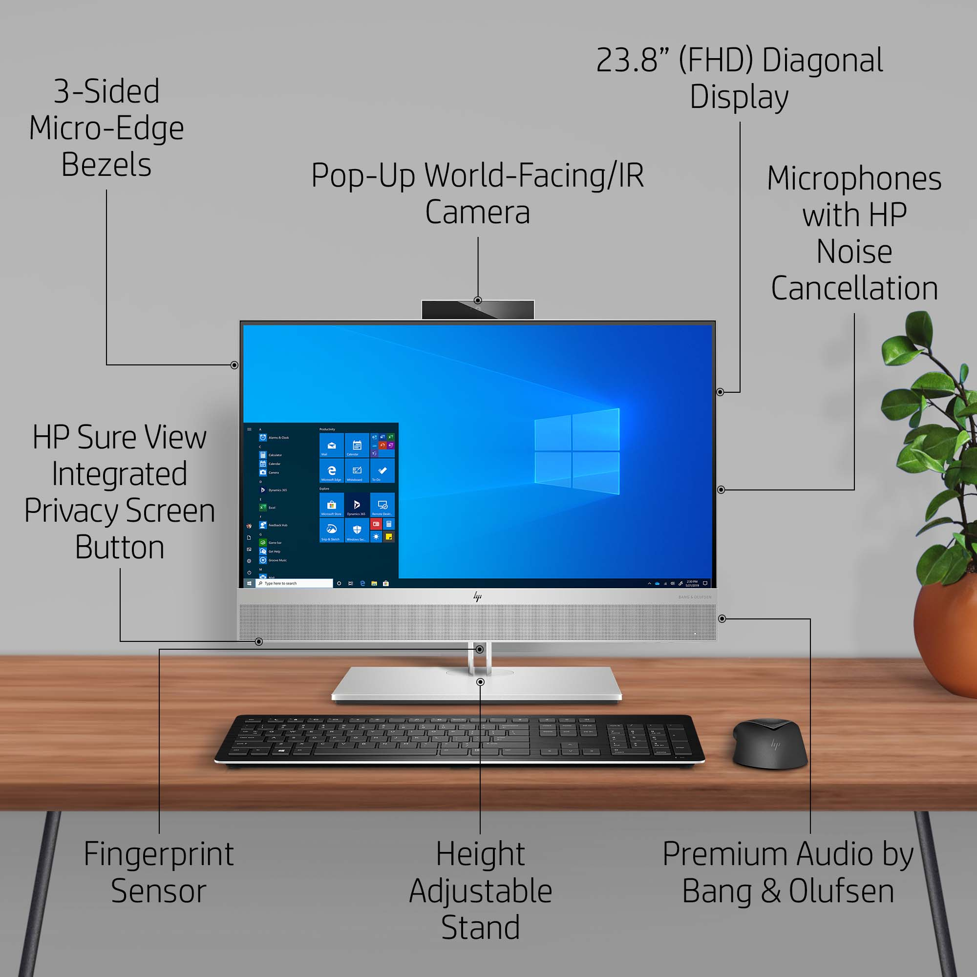 HP EliteOne 800 G6 Intel® Core™ i7 i7-10700 60.5 cm (23.8″) 1920 x 1080 pixels Touchscreen All-in-One PC 16 GB DDR4-SDRAM 512 GB SSD Windows 11 Pro Wi-Fi 6 (802.11ax) Silver image 21