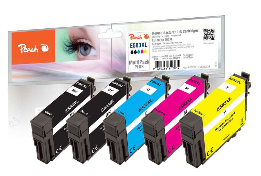 Peach PI200-971 cartuccia d'inchiostro 5 pz Compatibile Resa elevata (XL) Nero Ciano Magenta Giallo