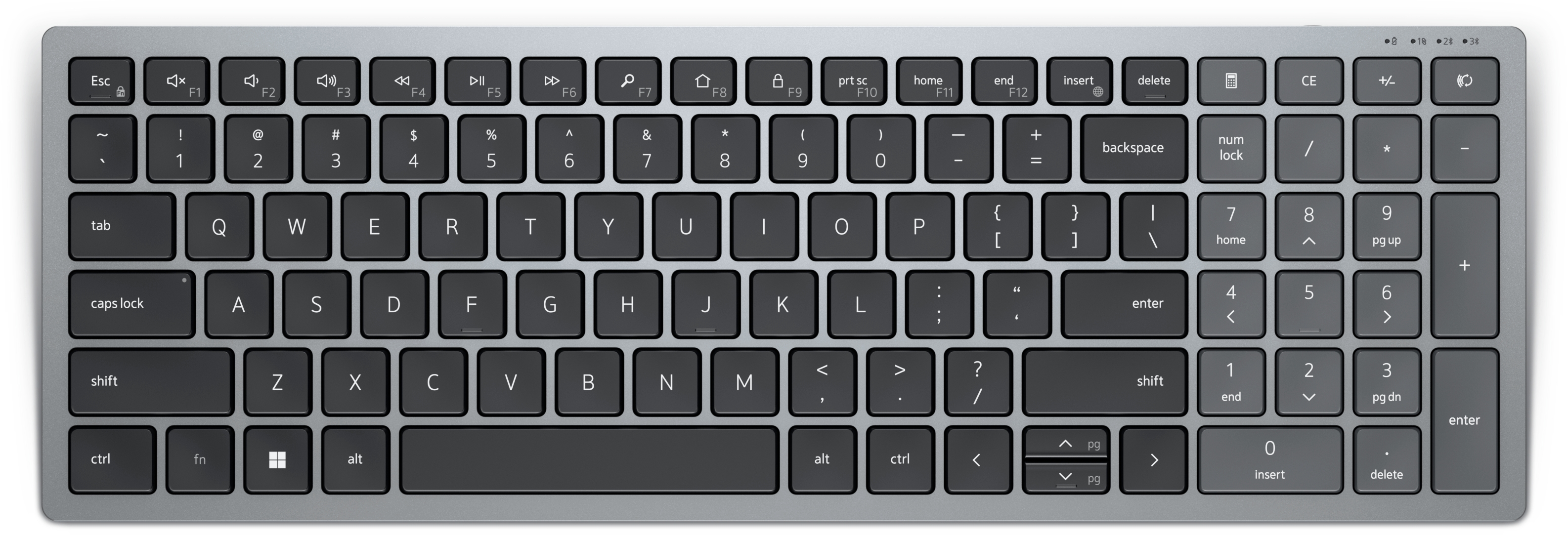 DELL KB740 tangentbord Trådlös RF + Bluetooth QWERTY Amerikanskt internationellt Grå, Svart