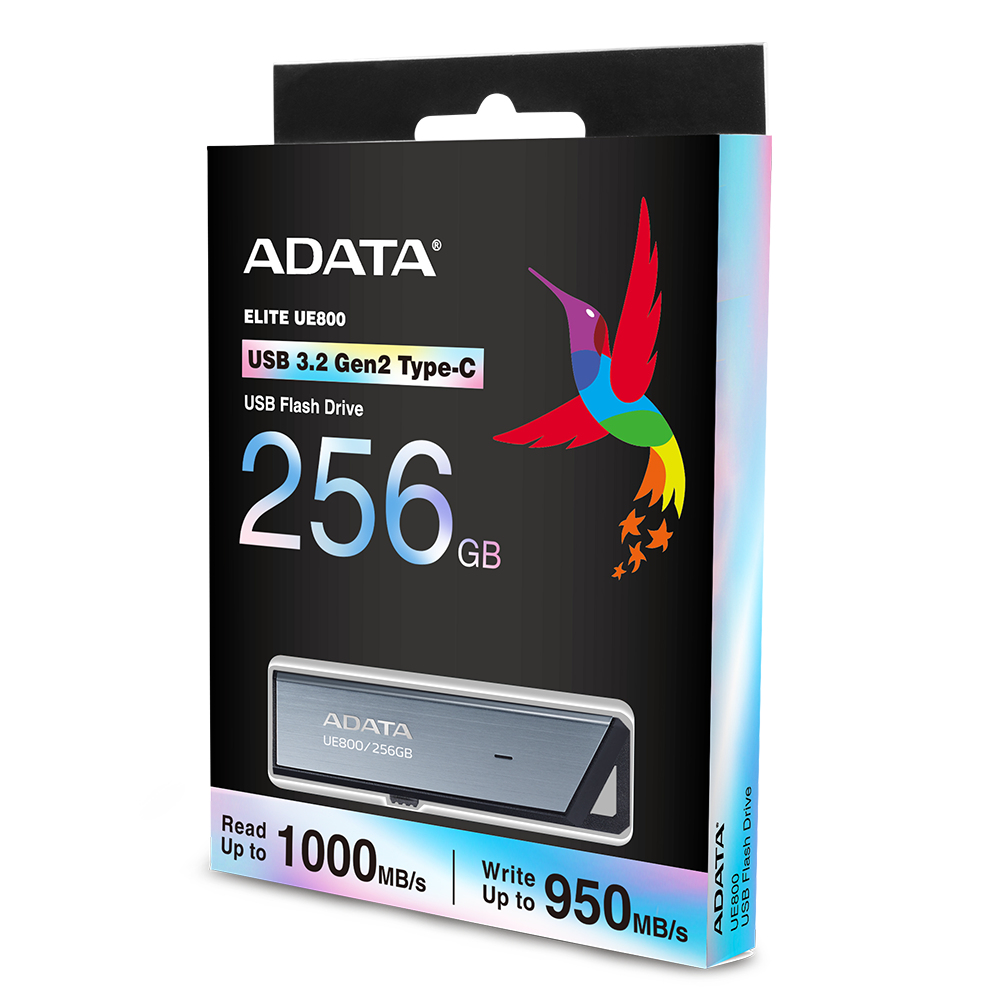 Memoria USB ADATA ELITE UE800 - 256GB - USB-C - Plata - AELI-UE800-256G-CSG