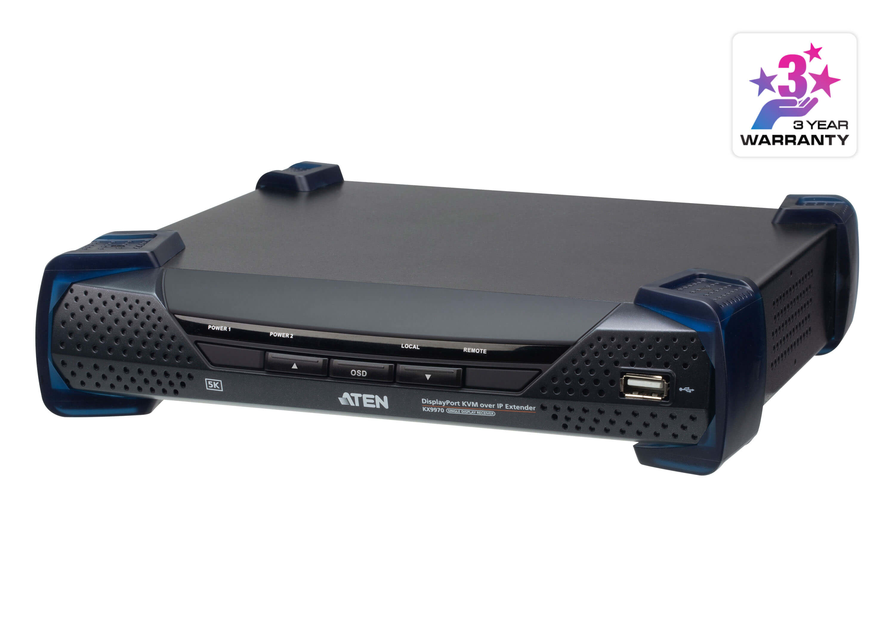 ATEN - KVM / audio / serial / USB extender - receiver - USB, DisplayPort, RS-232 - USB